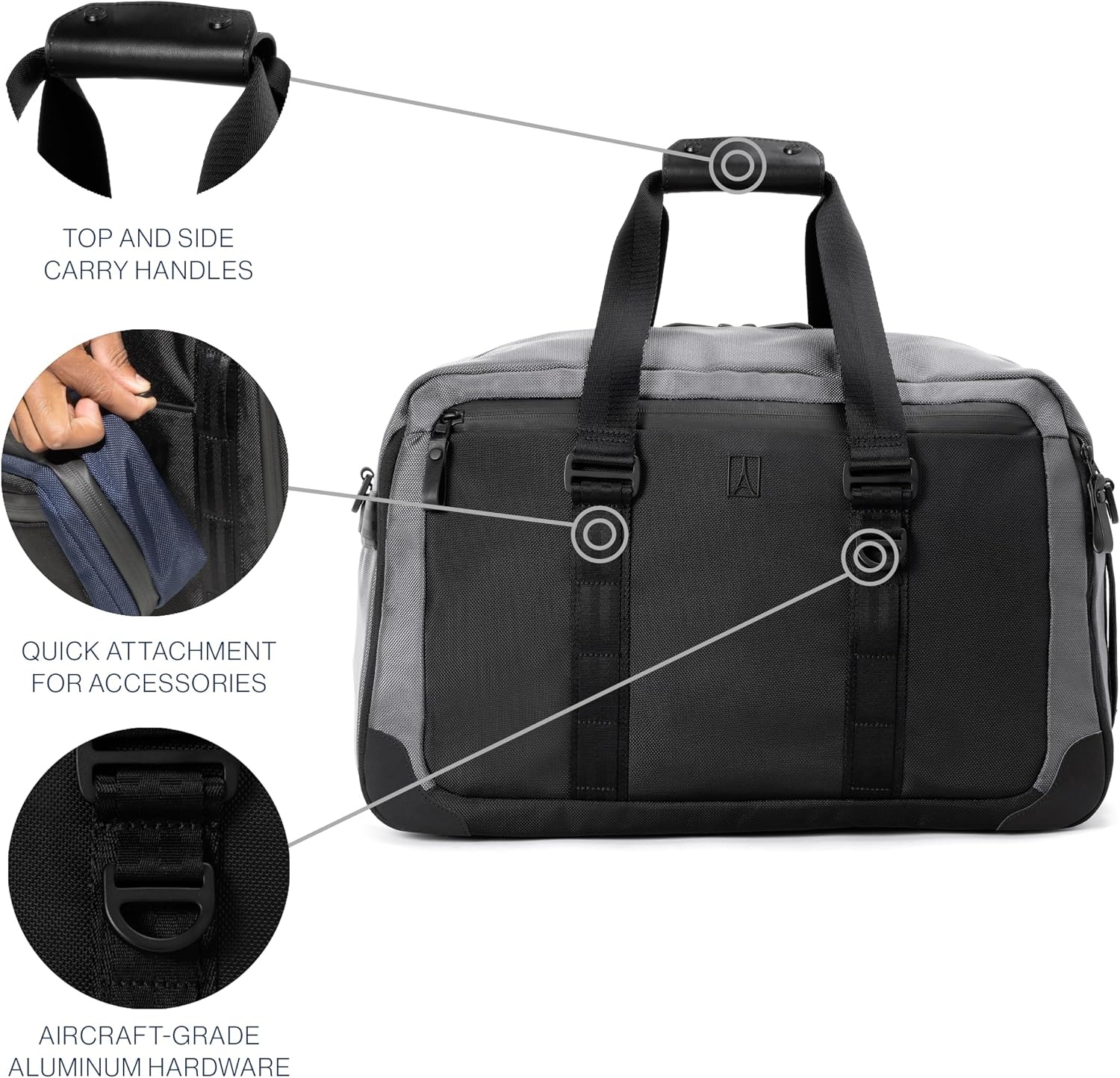 image:imageTravelpro Altitude Double Expansion Duffel Bag Black 4048LFalcon Grey