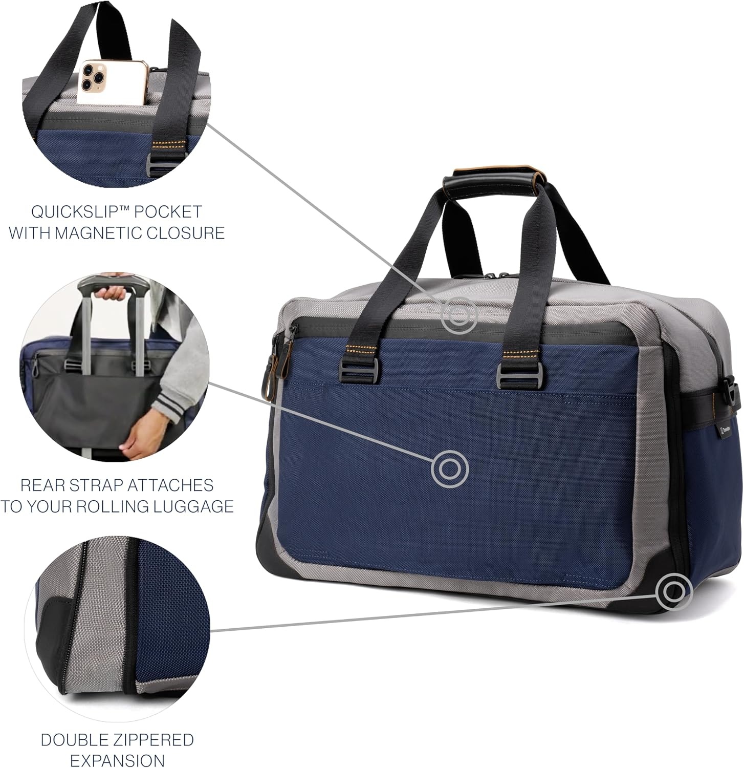 image:imageTravelpro Altitude Double Expansion Duffel Bag Black 4048LStellar NavyGrey