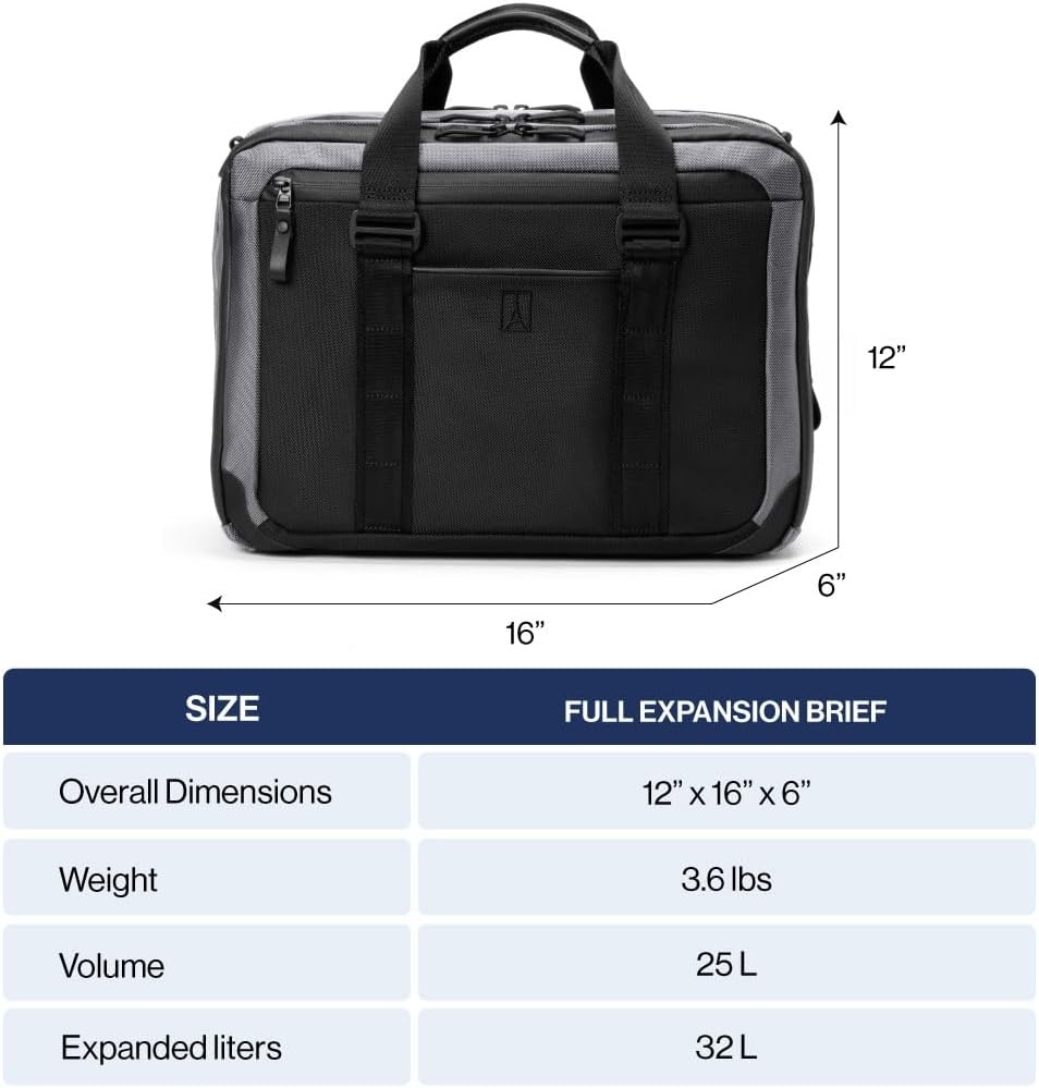 image:imageTravelpro Altitude Full Expansion Brief Black 16 Inch Laptop Business Bag With Fits 16Water Resistant for Work amp Travel Men amp WomenFalcon Grey