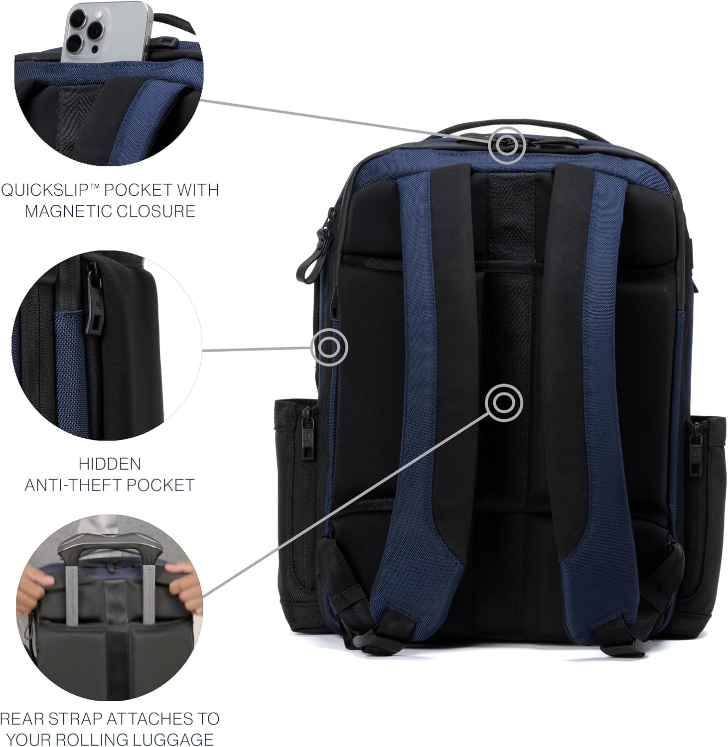 image:imageTravelpro Altitude Slim Expandable Travel Laptop Backpack 2024L 16 InchAviator Navy