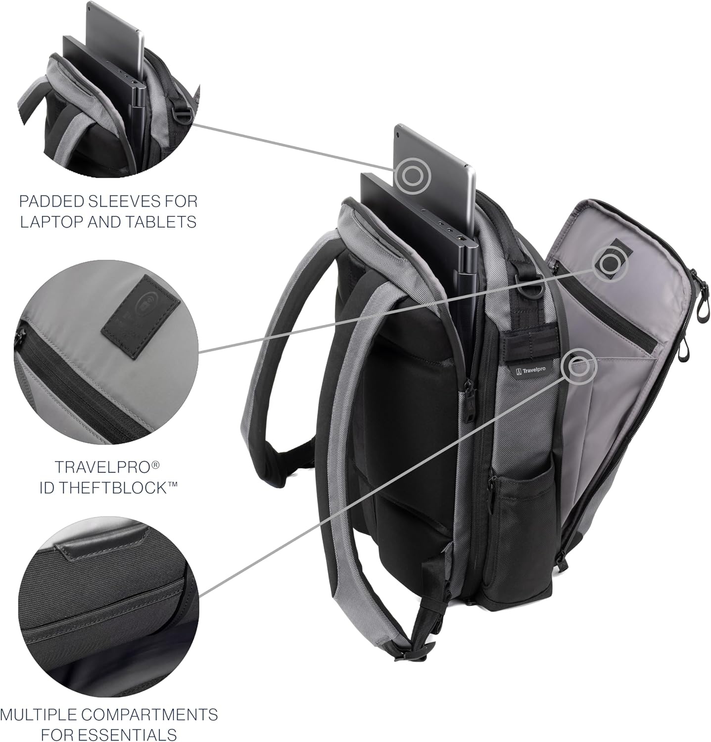 image:imageTravelpro Altitude Slim Expandable Travel Laptop Backpack 2024L 16 InchFalcon Grey