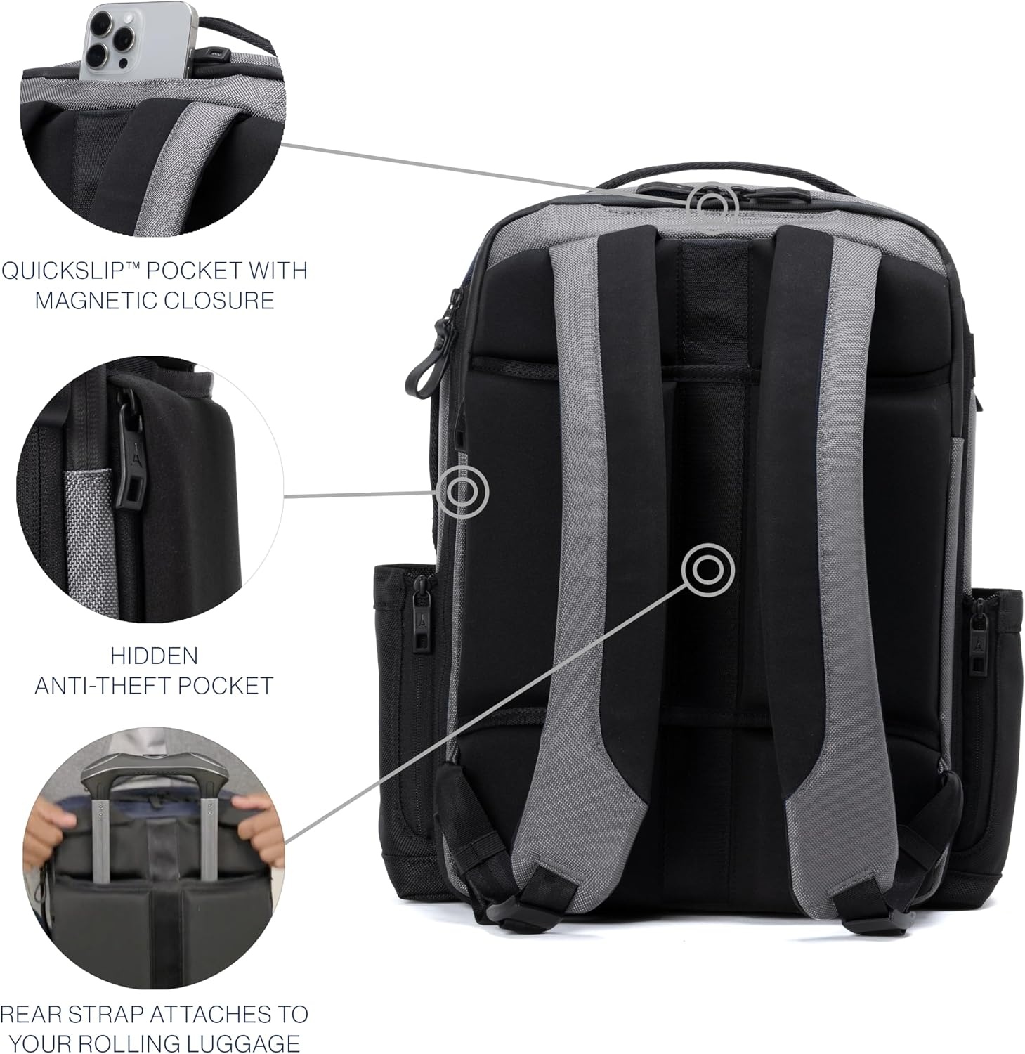 image:imageTravelpro Altitude Slim Expandable Travel Laptop Backpack 2024L 16 InchFalcon Grey