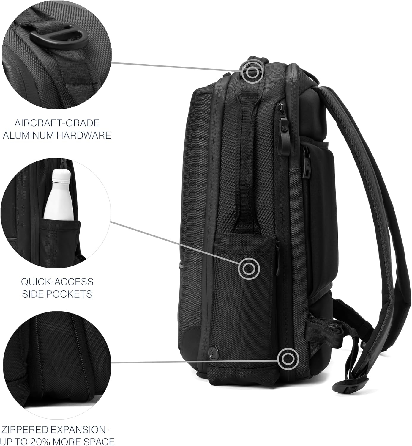 image:imageTravelpro Altitude Slim Expandable Travel Laptop Backpack 2024L 16 InchJet Black