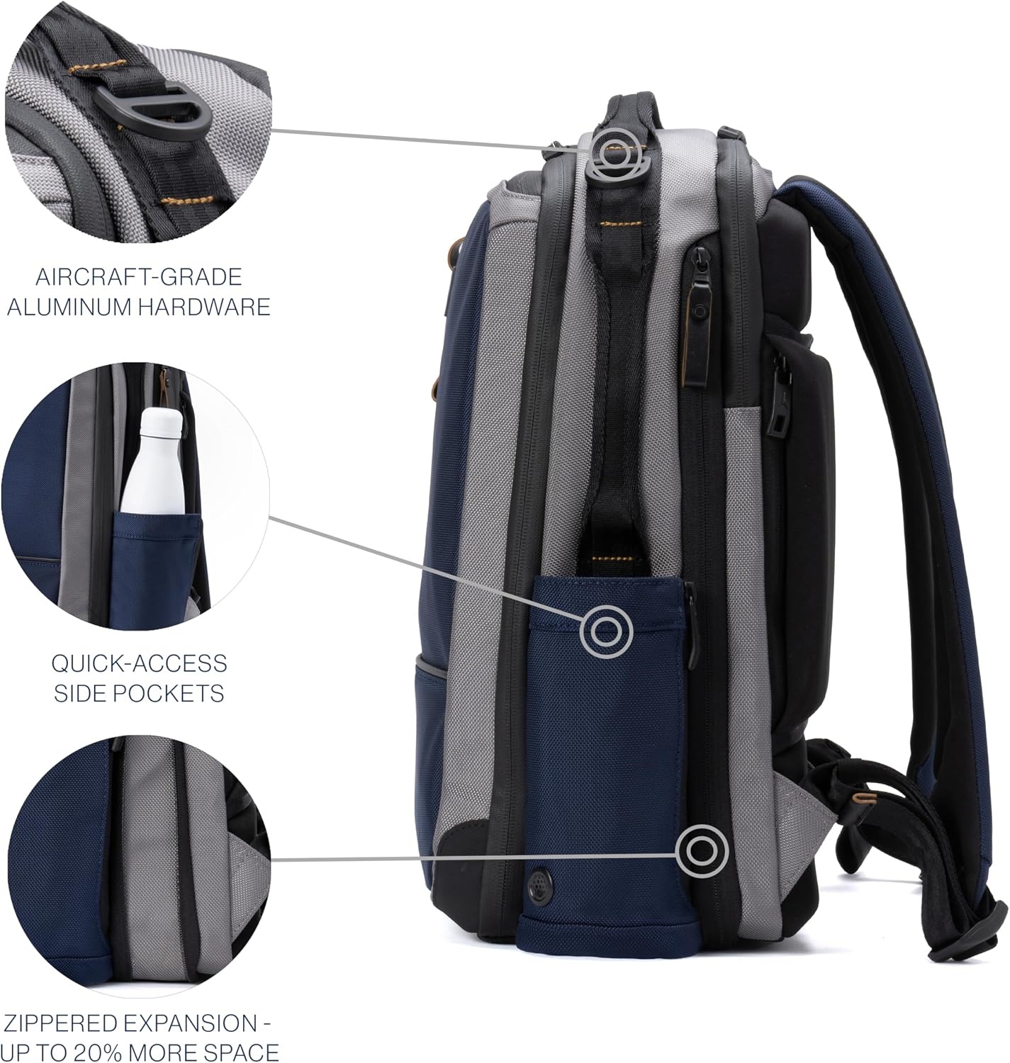 image:imageTravelpro Altitude Slim Expandable Travel Laptop Backpack 2024L 16 InchStellar NavyGrey