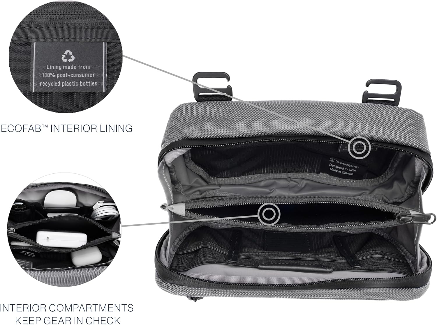image:imageTravelpro Altitude Travel Essentials Organization Kit Grey Handy for Work amp Business Trips Keeps All Your Accessories Neat Men amp Women