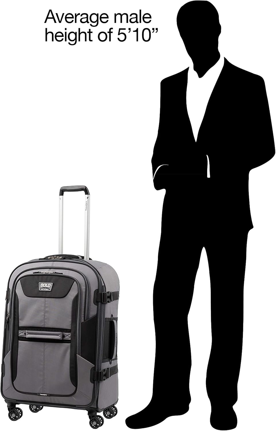 image:imageTravelpro Bold Softside CarryOn Luggage Spinner GreyBlack 21InchGreyBlack