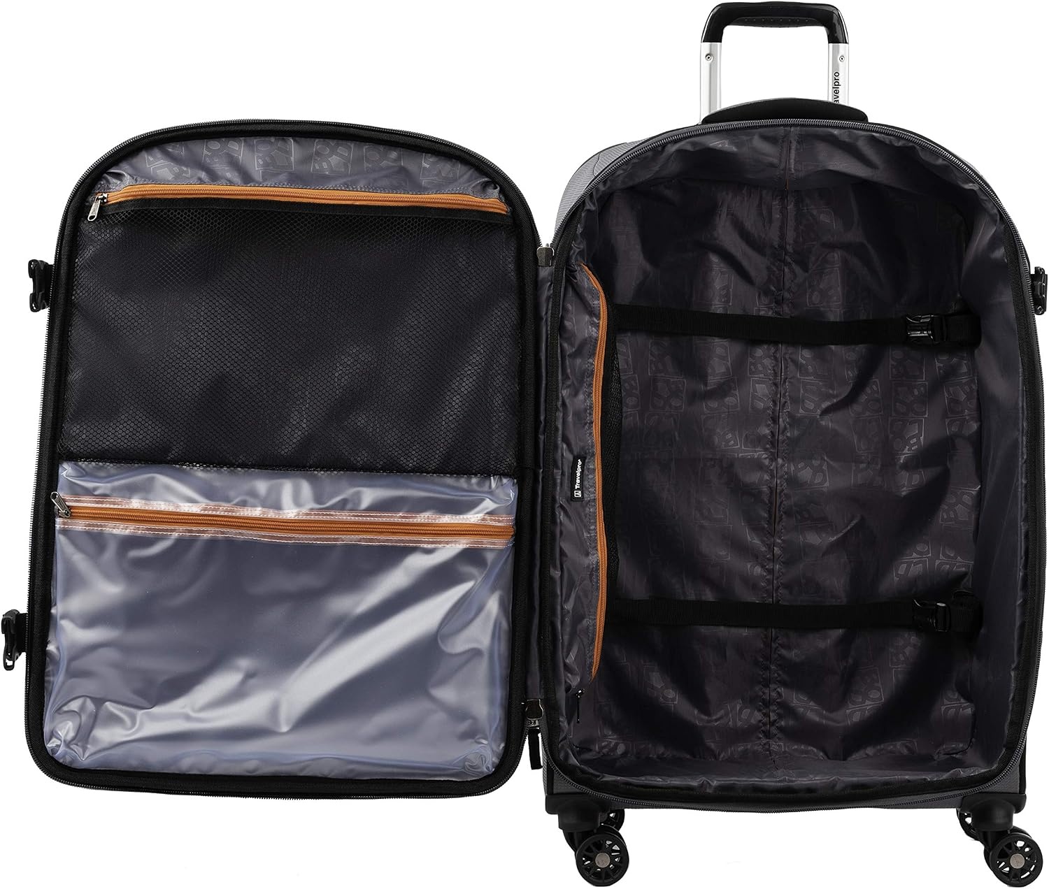 image:imageTravelpro Bold Softside CarryOn Luggage Spinner GreyBlack 21InchGreyBlack