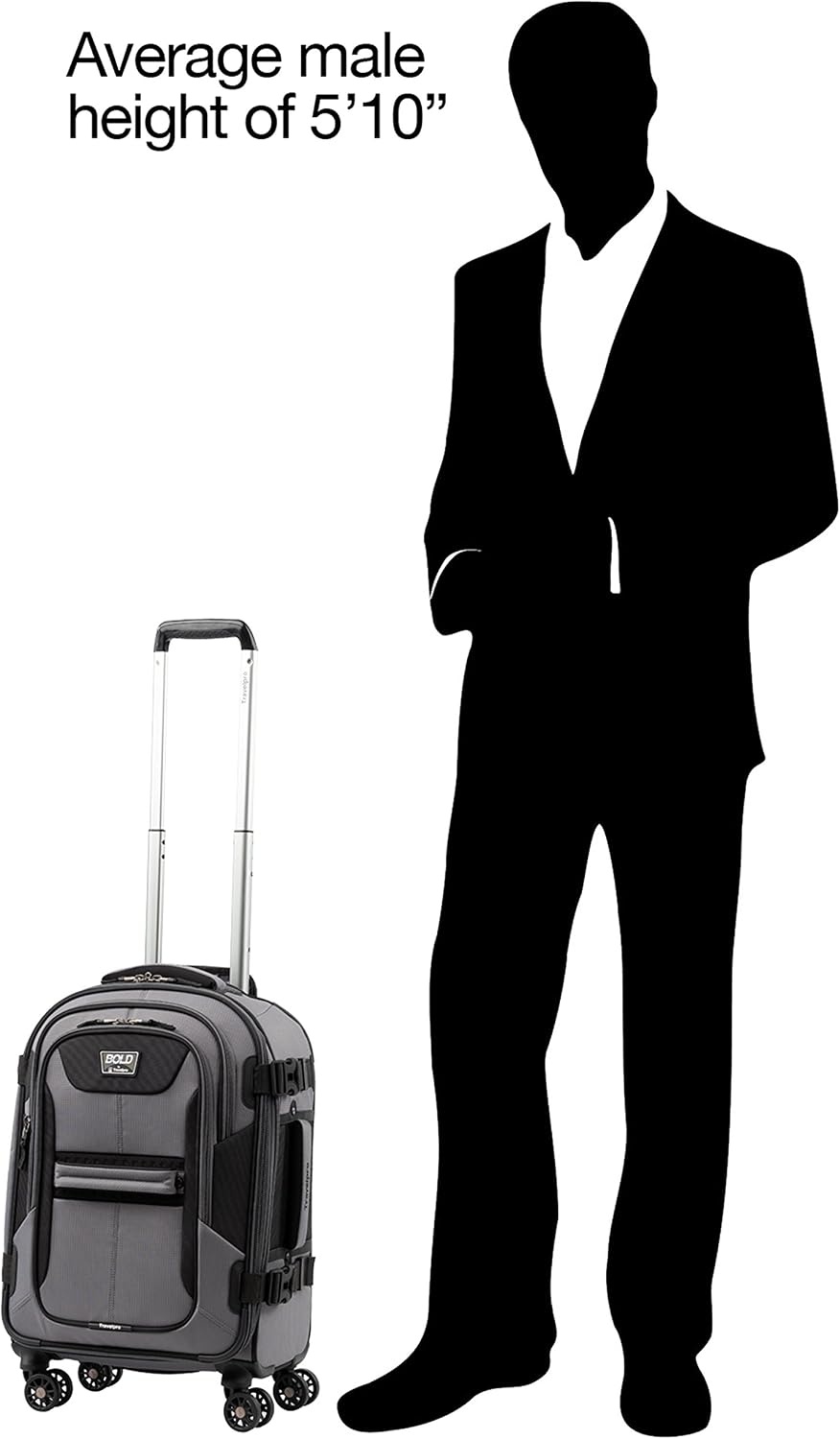 image:imageTravelpro Bold Softside CarryOn Luggage Spinner GreyBlack 21InchGreyBlack