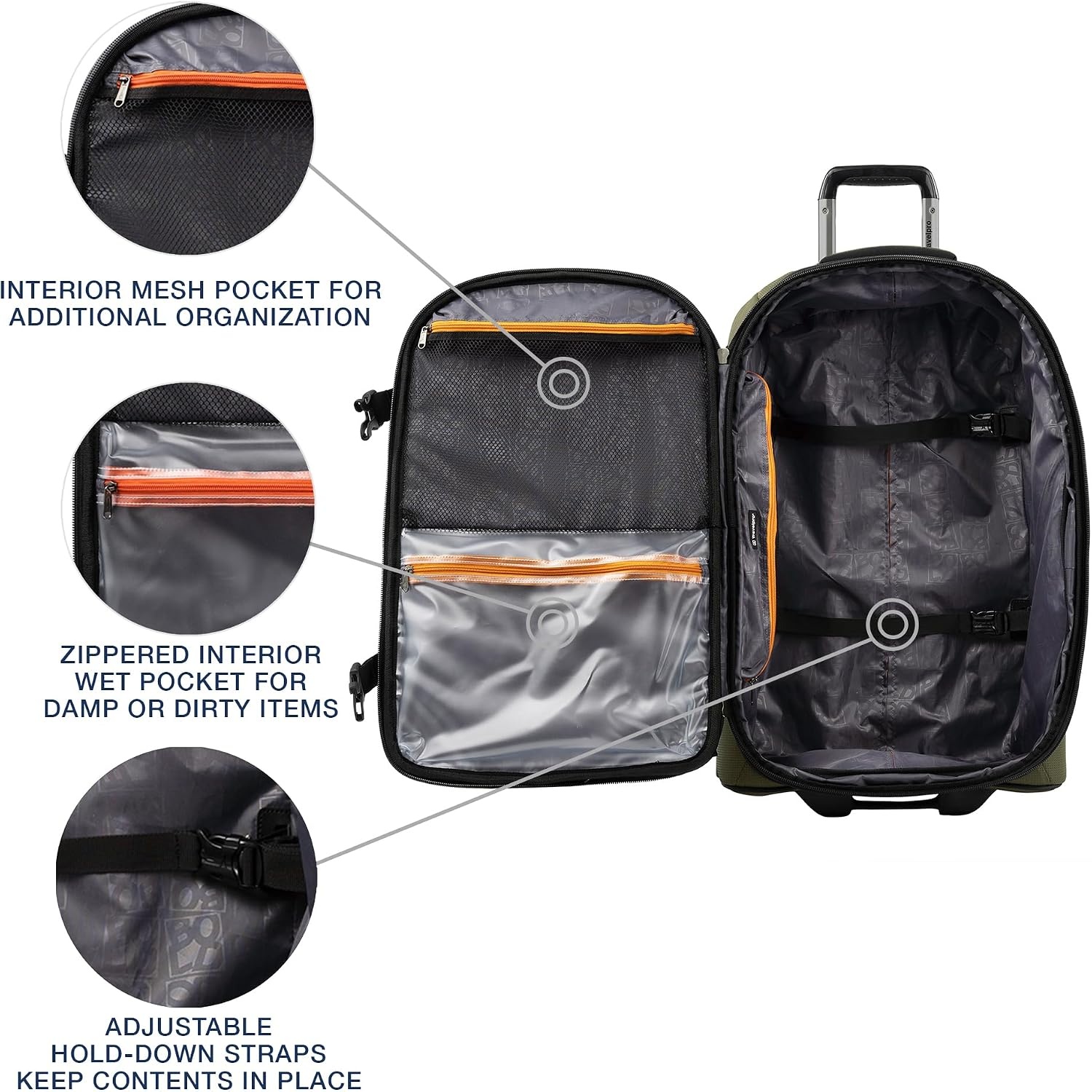 image:imageTravelpro Bold Softside CarryOn Luggage amp Backpack Set OliveBlack Includes Suitcase amp Matching Backpack Expandable 2Wheel Upright Unisex Design for Men amp WomenOlive