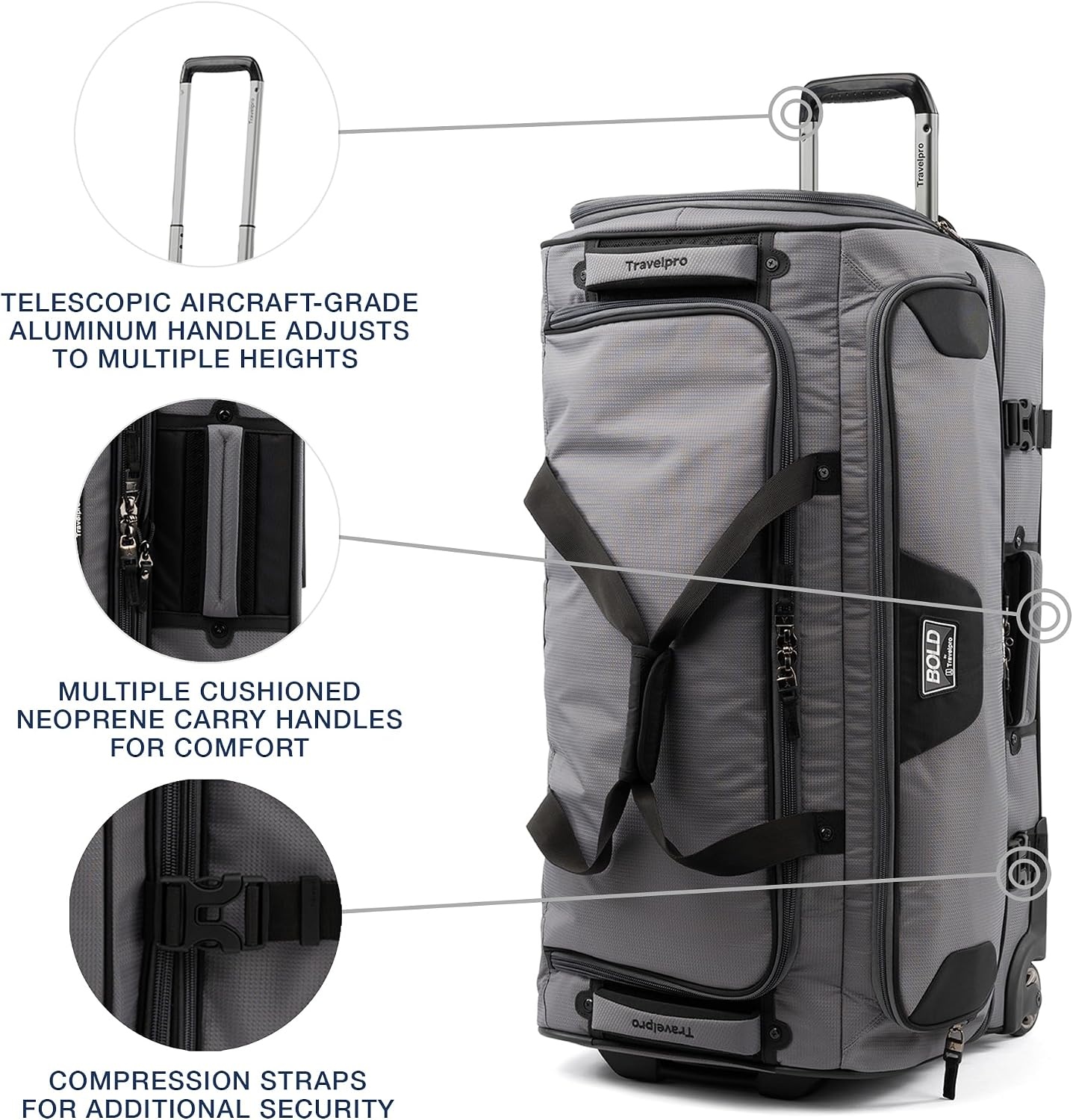 image:imageTravelpro Bold Softside CarryOn Luggage amp Backpack Set OliveBlack Includes Suitcase amp Matching Backpack Expandable 2Wheel Upright Unisex Design for Men amp WomenGrey