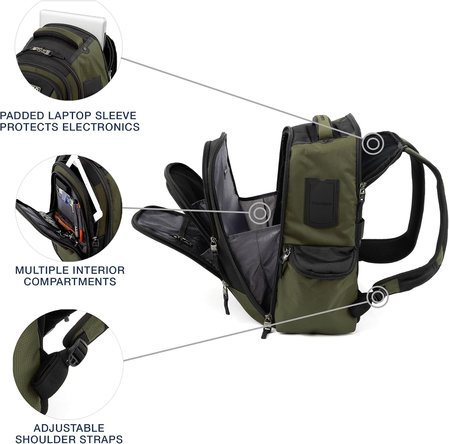 image:imageTravelpro Bold Softside CarryOn Luggage amp Backpack Set OliveBlack Includes Suitcase amp Matching Backpack Expandable 2Wheel Upright Unisex Design for Men amp WomenOlive