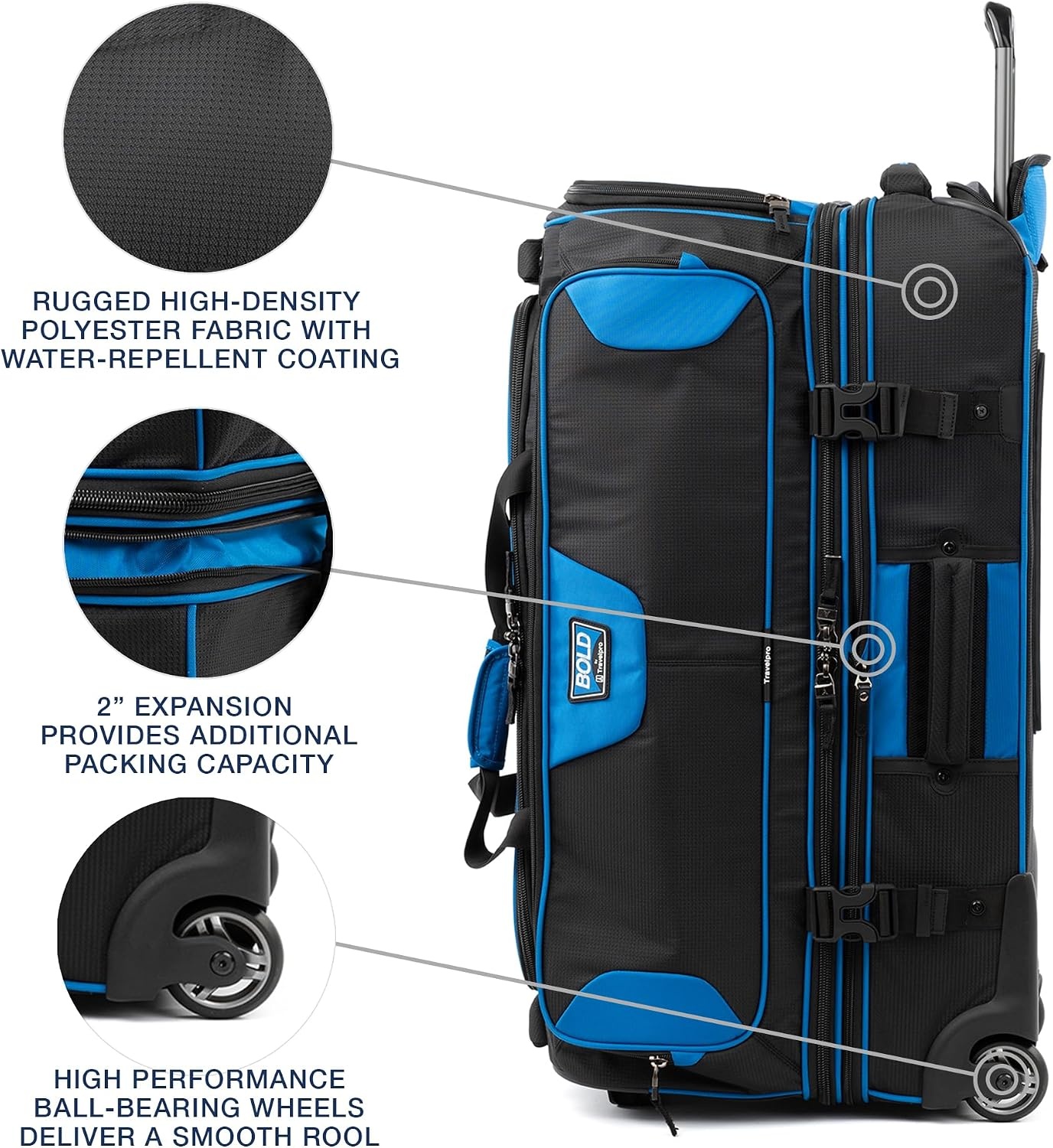 image:imageTravelpro Bold Softside CarryOn Luggage amp Backpack Set OliveBlack Includes Suitcase amp Matching Backpack Expandable 2Wheel Upright Unisex Design for Men amp WomenBlue