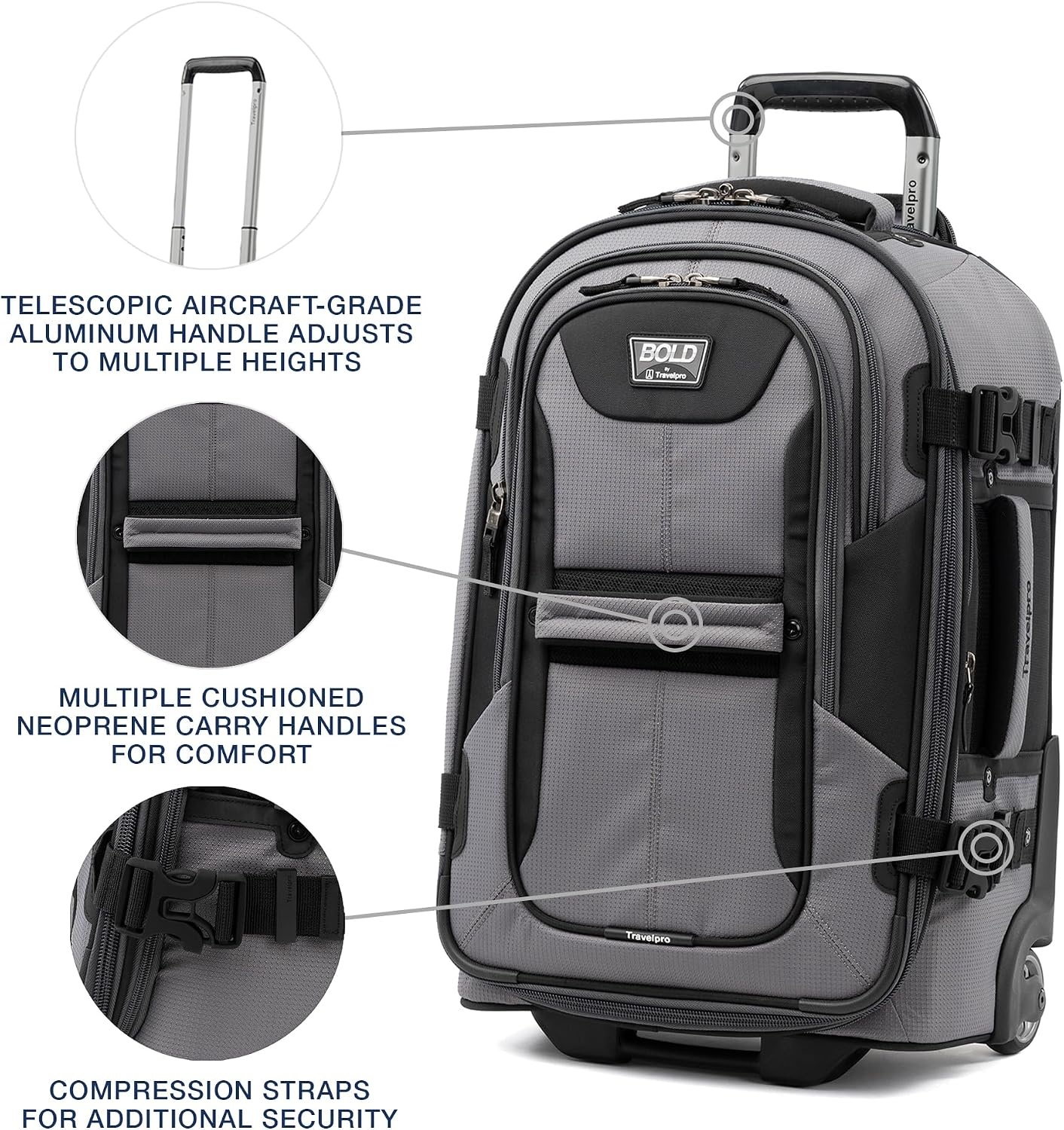 image:imageTravelpro Bold Softside CarryOn Luggage amp Backpack Set OliveBlack Includes Suitcase amp Matching Backpack Expandable 2Wheel Upright Unisex Design for Men amp WomenGrey