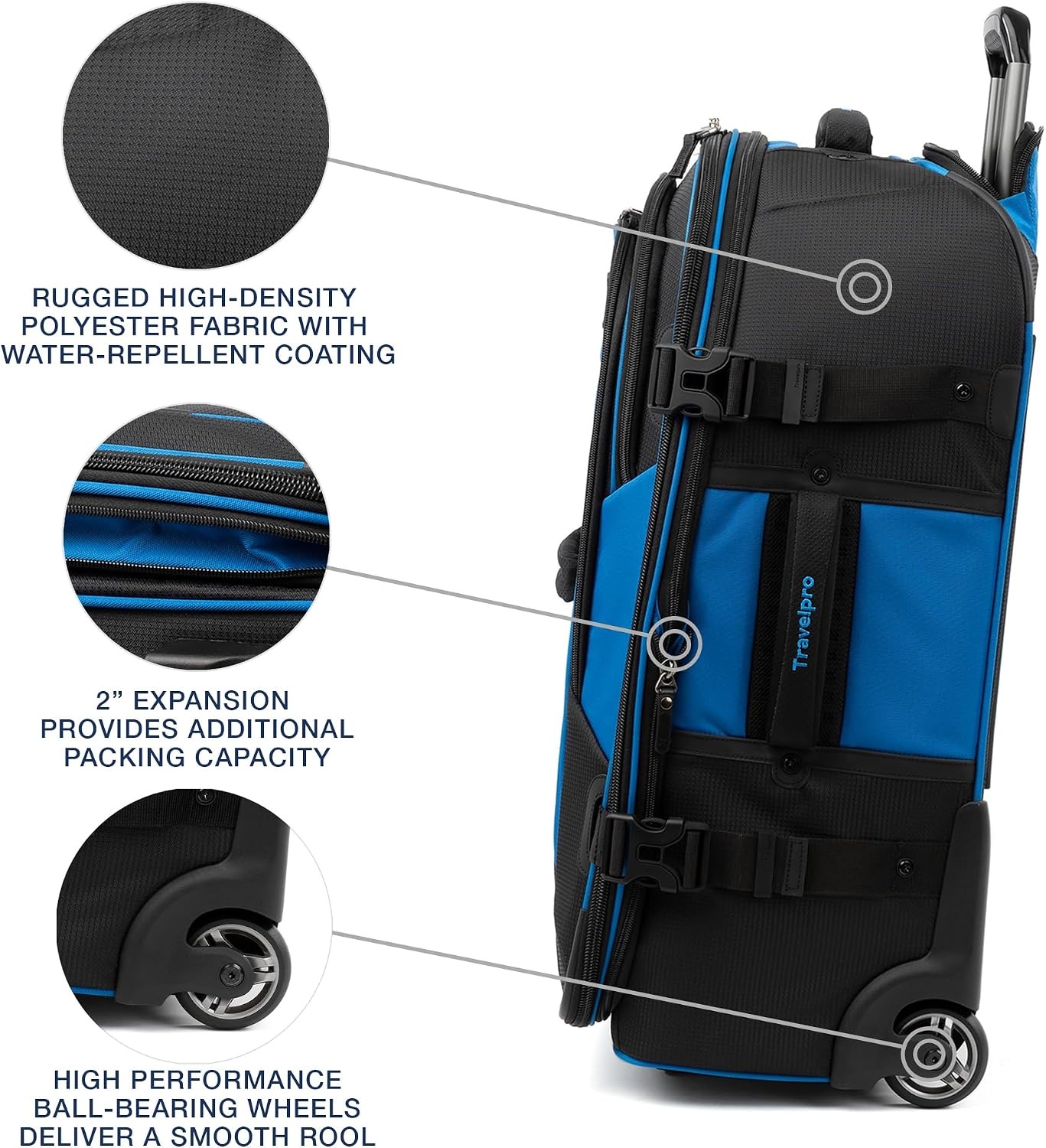 image:imageTravelpro Bold Softside CarryOn Luggage amp Backpack Set OliveBlack Includes Suitcase amp Matching Backpack Expandable 2Wheel Upright Unisex Design for Men amp WomenBlue