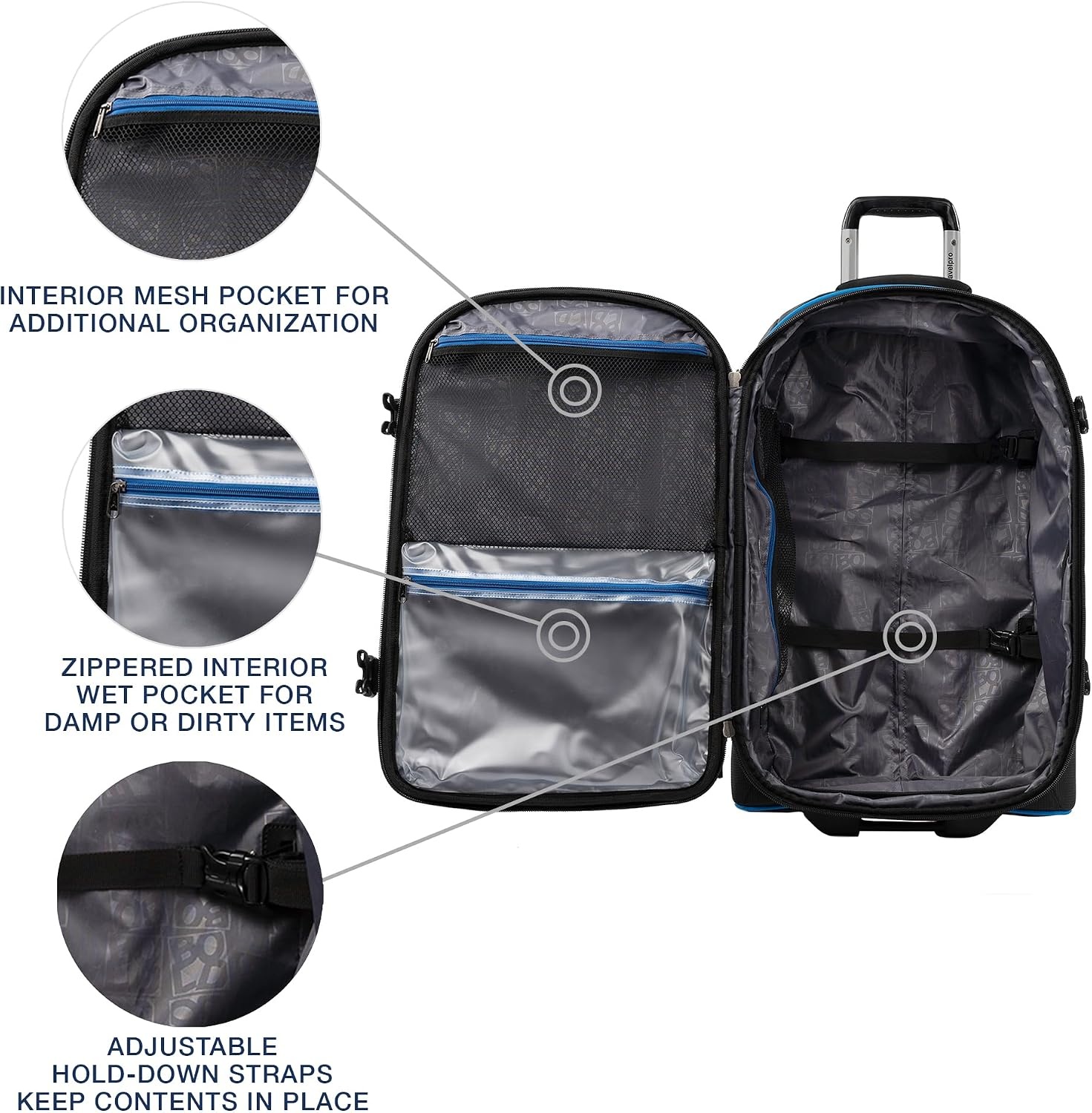 image:imageTravelpro Bold Softside CarryOn Luggage amp Backpack Set OliveBlack Includes Suitcase amp Matching Backpack Expandable 2Wheel Upright Unisex Design for Men amp WomenBlue