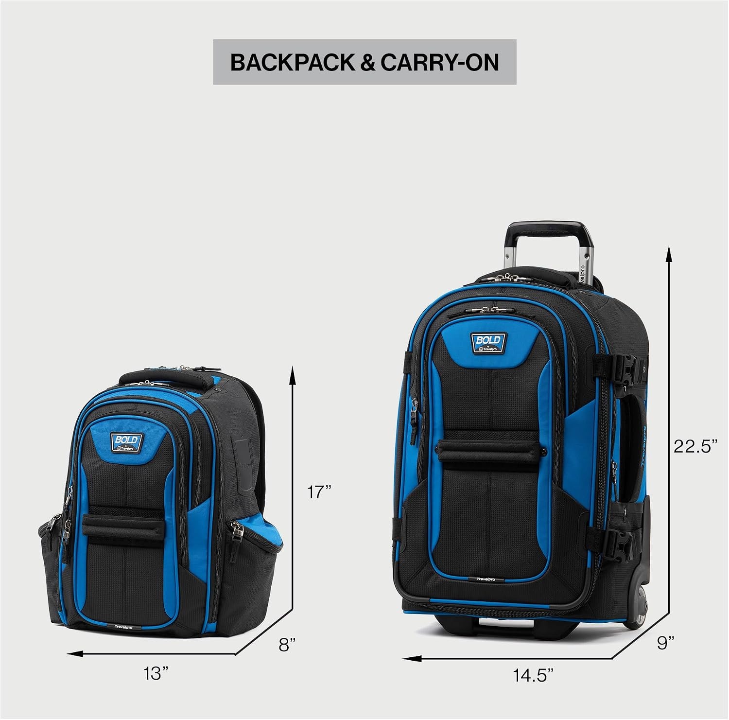 image:imageTravelpro Bold Softside CarryOn Luggage amp Backpack Set OliveBlack Includes Suitcase amp Matching Backpack Expandable 2Wheel Upright Unisex Design for Men amp WomenBlue