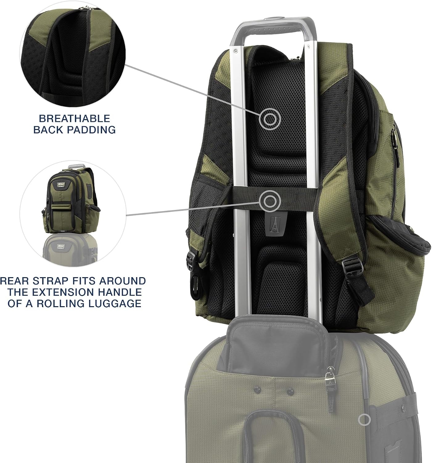 image:imageTravelpro Bold Softside CarryOn Luggage amp Backpack Set OliveBlack Includes Suitcase amp Matching Backpack Expandable 2Wheel Upright Unisex Design for Men amp WomenOlive