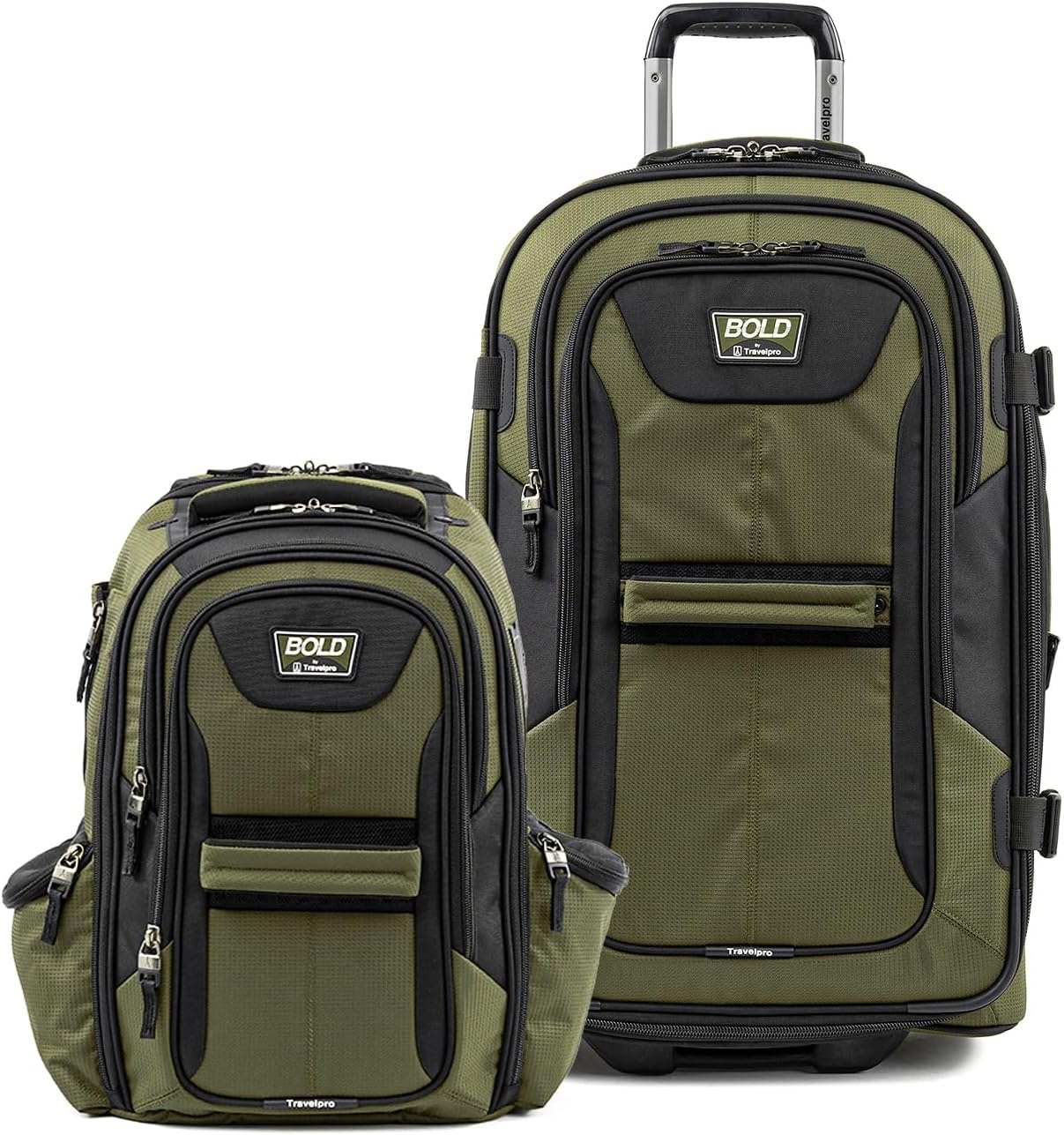 image:imageTravelpro Bold Softside CarryOn Luggage amp Backpack Set OliveBlack Includes Suitcase amp Matching Backpack Expandable 2Wheel Upright Unisex Design for Men amp WomenOlive
