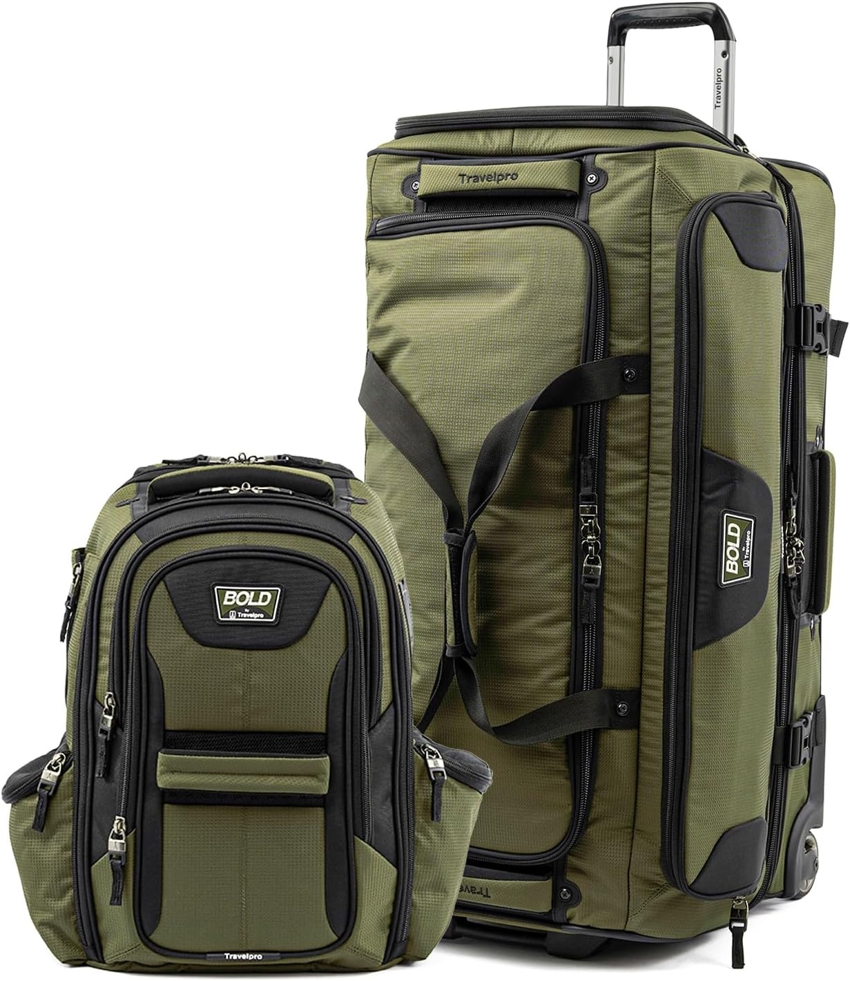 image:imageTravelpro Bold Softside CarryOn Luggage amp Backpack Set OliveBlack Includes Suitcase amp Matching Backpack Expandable 2Wheel Upright Unisex Design for Men amp WomenOlive