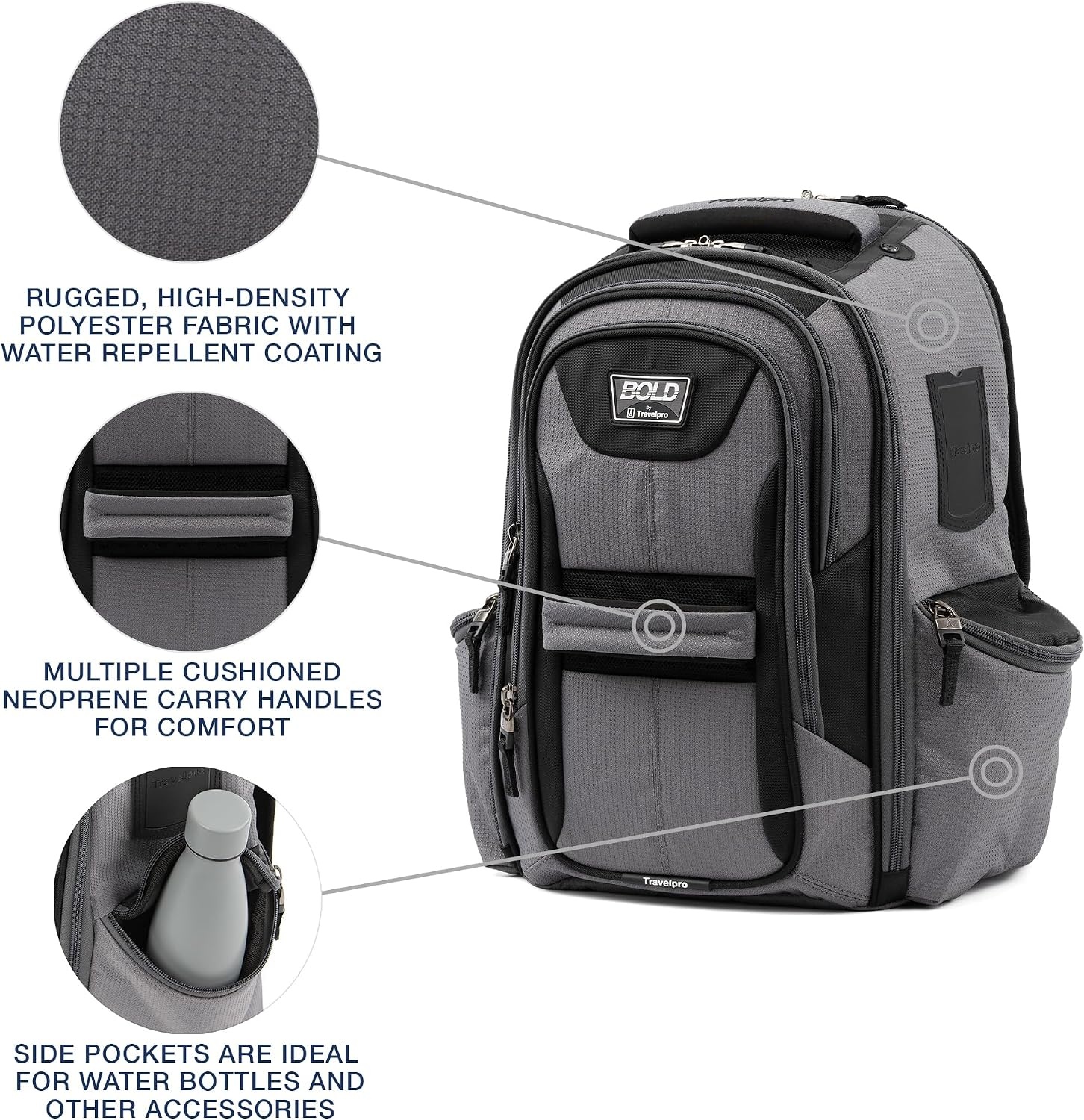 image:imageTravelpro Bold Softside CarryOn Luggage amp Backpack Set OliveBlack Includes Suitcase amp Matching Backpack Expandable 2Wheel Upright Unisex Design for Men amp WomenGrey