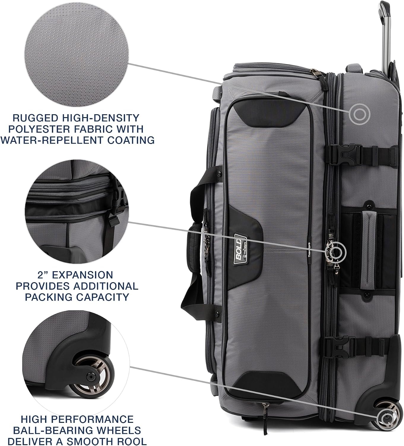 image:imageTravelpro Bold Softside CarryOn Luggage amp Backpack Set OliveBlack Includes Suitcase amp Matching Backpack Expandable 2Wheel Upright Unisex Design for Men amp WomenGrey
