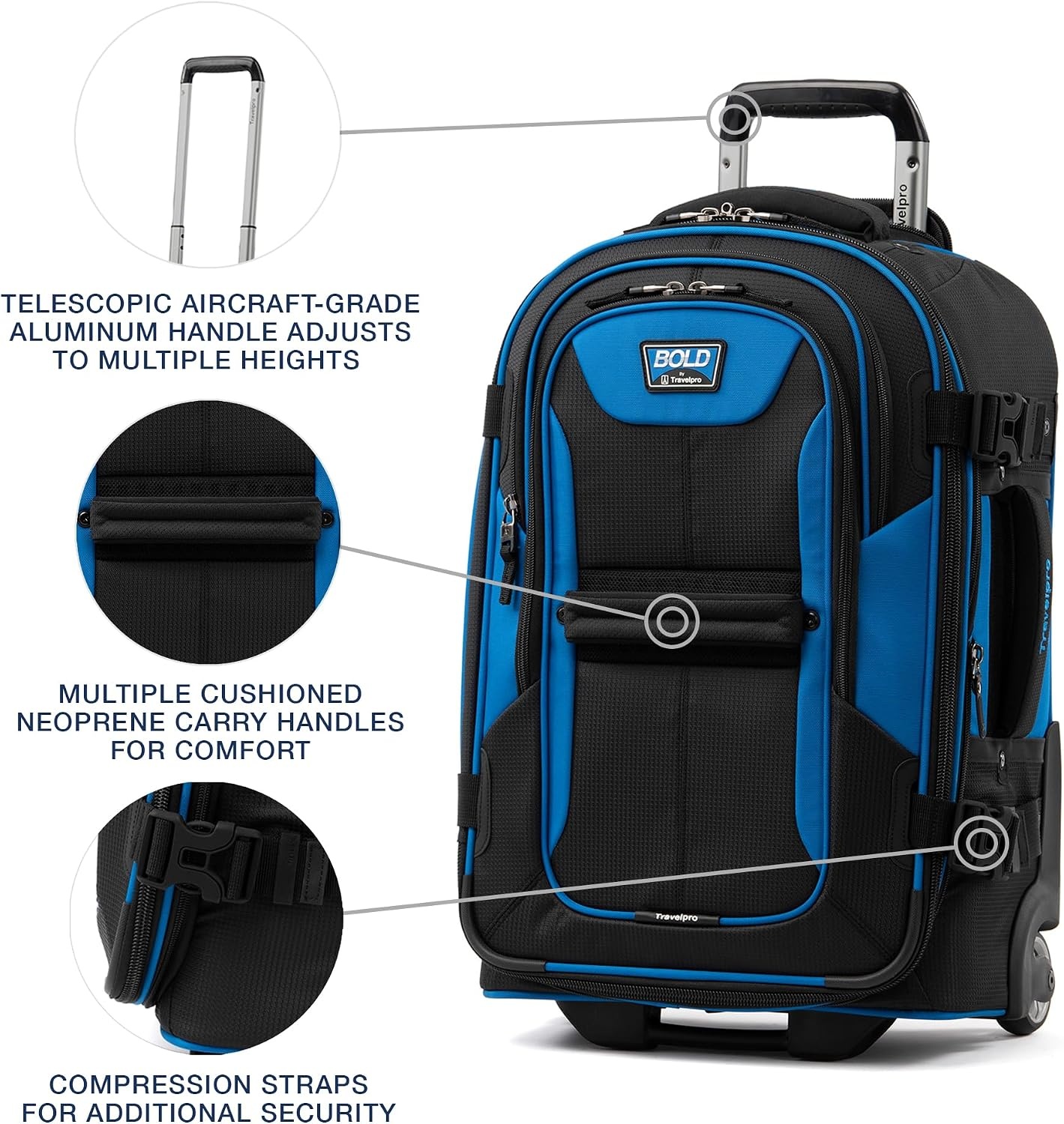 image:imageTravelpro Bold Softside CarryOn Luggage amp Backpack Set OliveBlack Includes Suitcase amp Matching Backpack Expandable 2Wheel Upright Unisex Design for Men amp WomenBlue