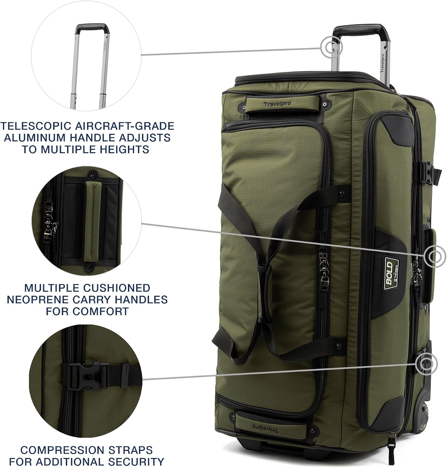 image:imageTravelpro Bold Softside CarryOn Luggage amp Backpack Set OliveBlack Includes Suitcase amp Matching Backpack Expandable 2Wheel Upright Unisex Design for Men amp WomenOlive