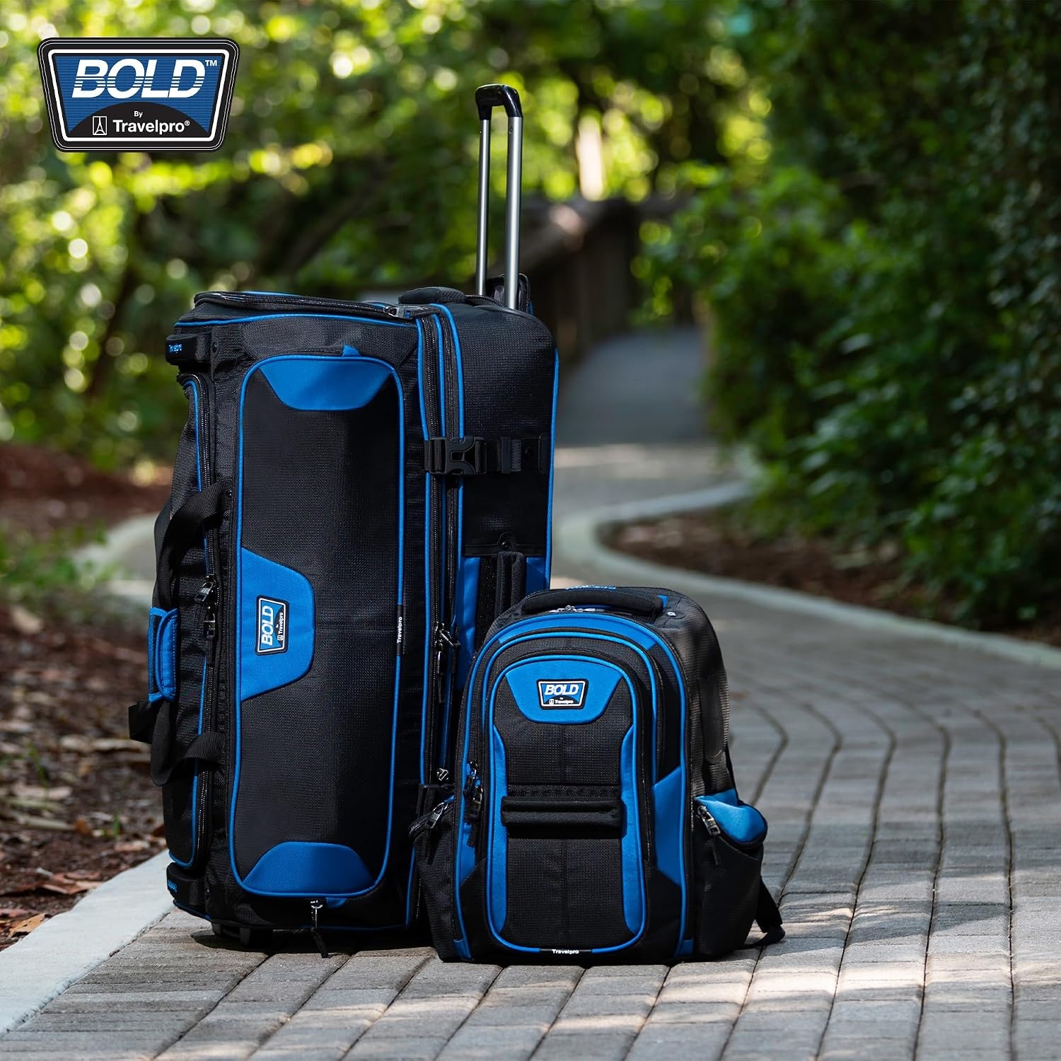 image:imageTravelpro Bold Softside CarryOn Luggage amp Backpack Set OliveBlack Includes Suitcase amp Matching Backpack Expandable 2Wheel Upright Unisex Design for Men amp WomenBlue