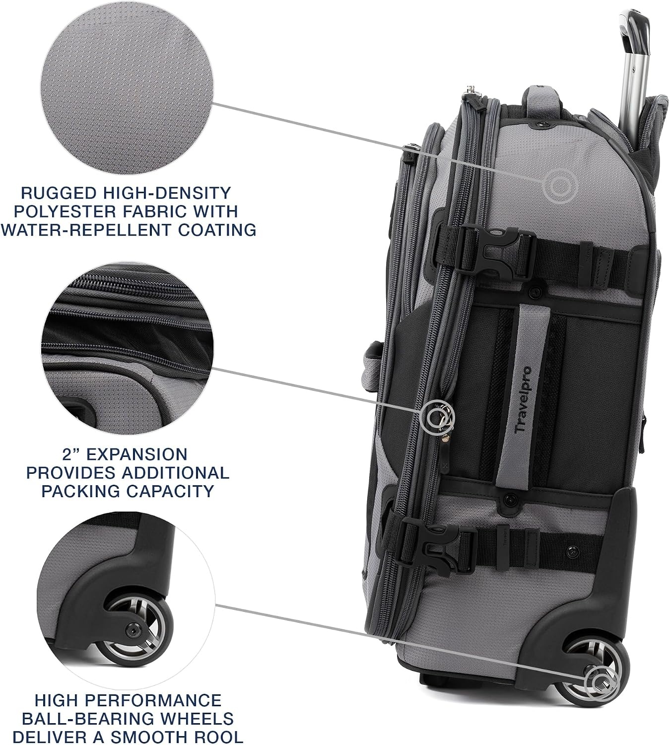 image:imageTravelpro Bold Softside CarryOn Luggage amp Backpack Set OliveBlack Includes Suitcase amp Matching Backpack Expandable 2Wheel Upright Unisex Design for Men amp WomenGrey