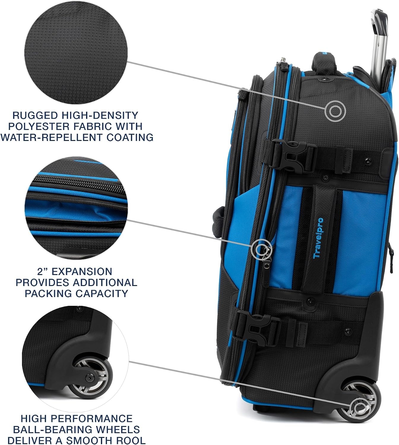 image:imageTravelpro Bold Softside CarryOn Luggage amp Backpack Set OliveBlack Includes Suitcase amp Matching Backpack Expandable 2Wheel Upright Unisex Design for Men amp WomenBlue
