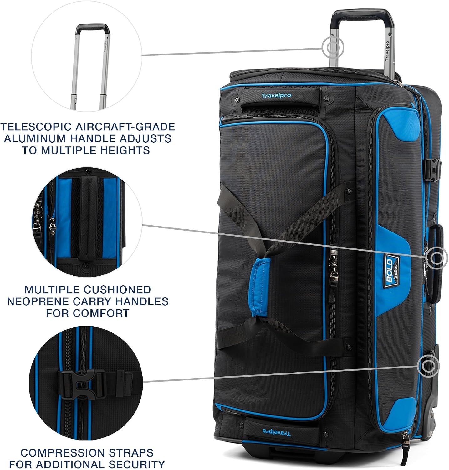 image:imageTravelpro Bold Softside CarryOn Luggage amp Backpack Set OliveBlack Includes Suitcase amp Matching Backpack Expandable 2Wheel Upright Unisex Design for Men amp WomenBlue