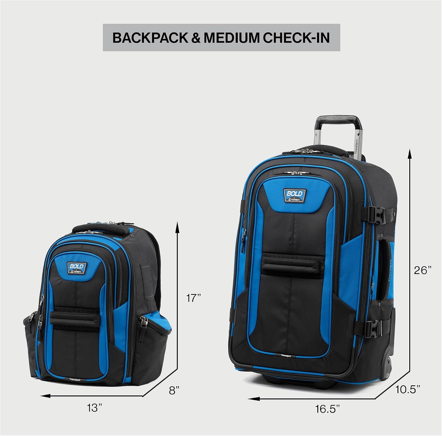 image:imageTravelpro Bold Softside CarryOn Luggage amp Backpack Set OliveBlack Includes Suitcase amp Matching Backpack Expandable 2Wheel Upright Unisex Design for Men amp WomenBlue