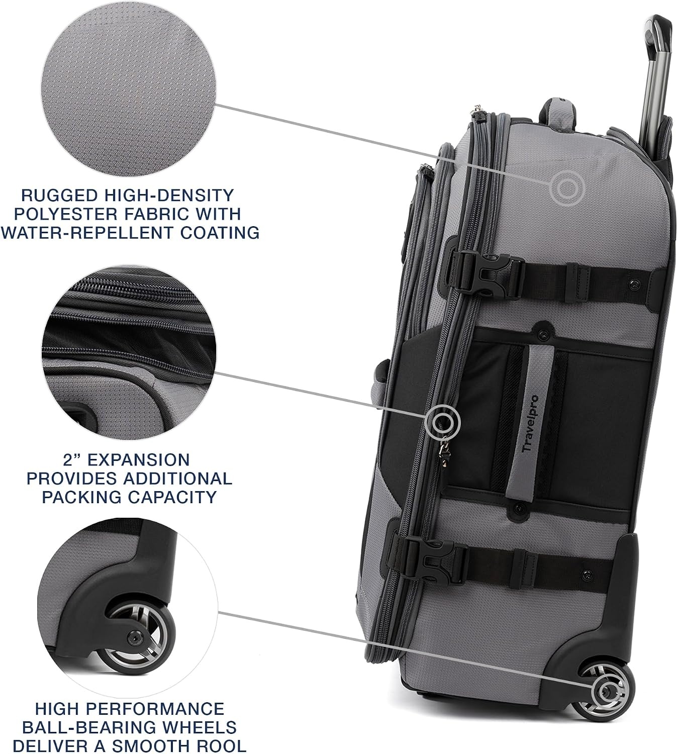image:imageTravelpro Bold Softside CarryOn Luggage amp Backpack Set OliveBlack Includes Suitcase amp Matching Backpack Expandable 2Wheel Upright Unisex Design for Men amp WomenGrey