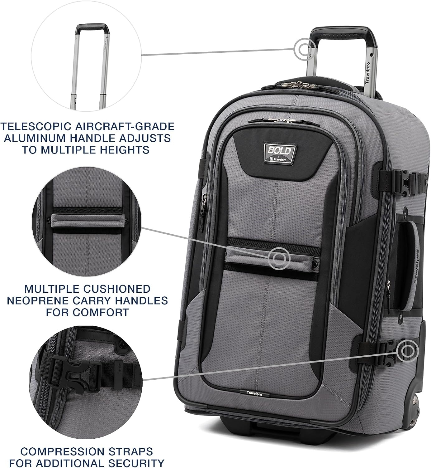 image:imageTravelpro Bold Softside CarryOn Luggage amp Backpack Set OliveBlack Includes Suitcase amp Matching Backpack Expandable 2Wheel Upright Unisex Design for Men amp WomenGrey
