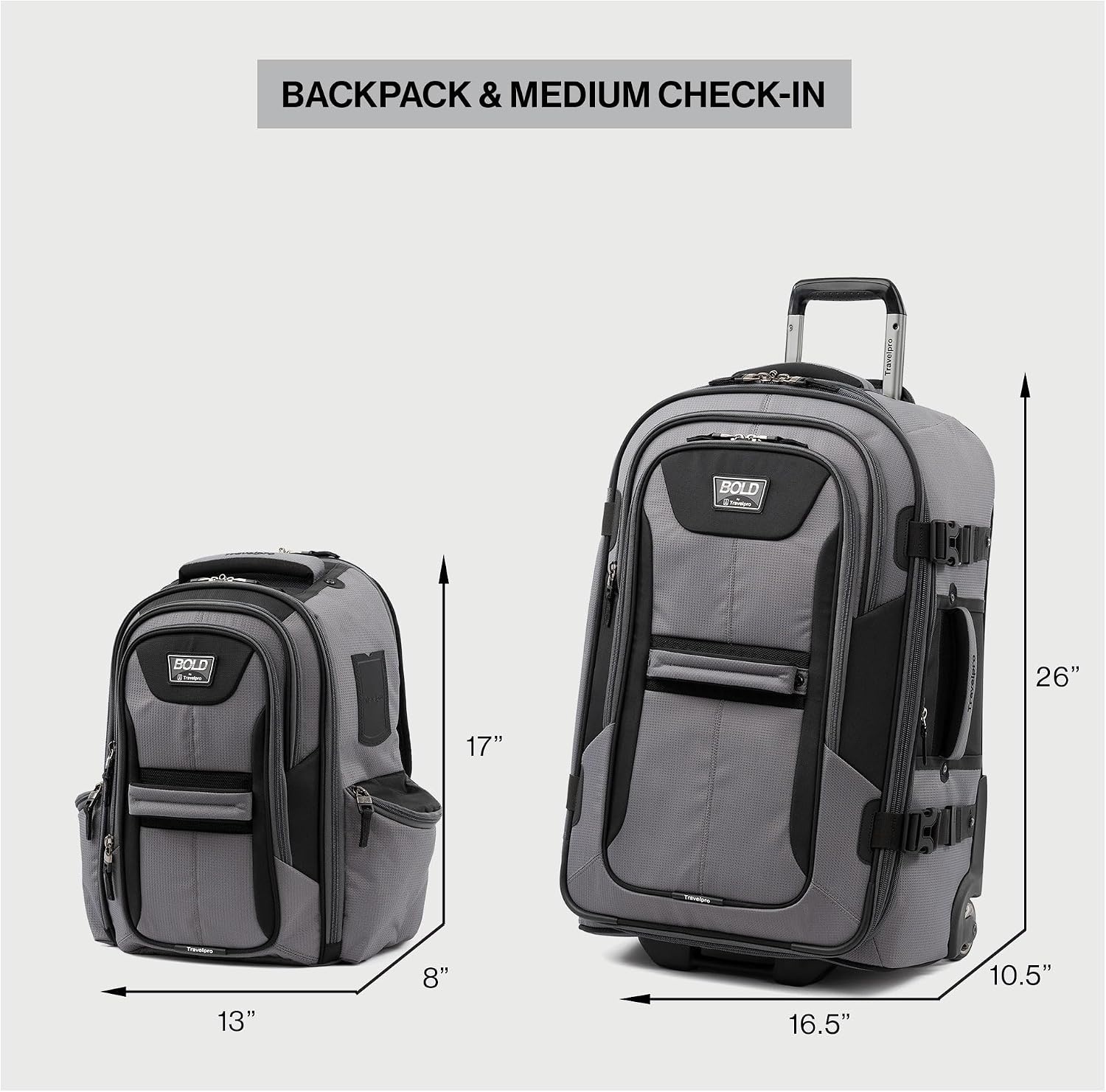image:imageTravelpro Bold Softside CarryOn Luggage amp Backpack Set OliveBlack Includes Suitcase amp Matching Backpack Expandable 2Wheel Upright Unisex Design for Men amp WomenGrey