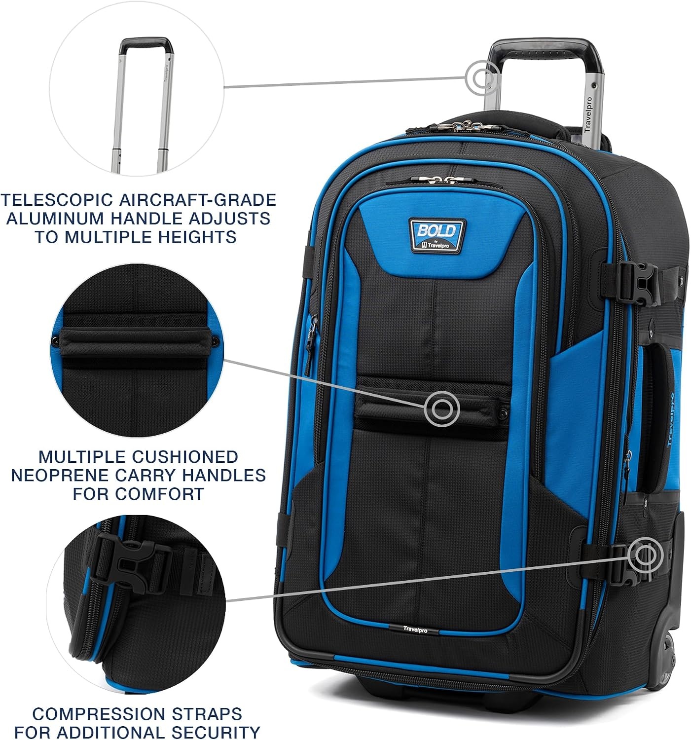 image:imageTravelpro Bold Softside CarryOn Luggage amp Backpack Set OliveBlack Includes Suitcase amp Matching Backpack Expandable 2Wheel Upright Unisex Design for Men amp WomenBlue
