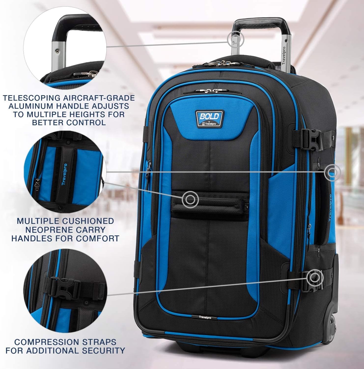 image:imageTravelpro Bold Softside CarryOn Rollaboard GreyBlack 2Piece SetBlueBlack