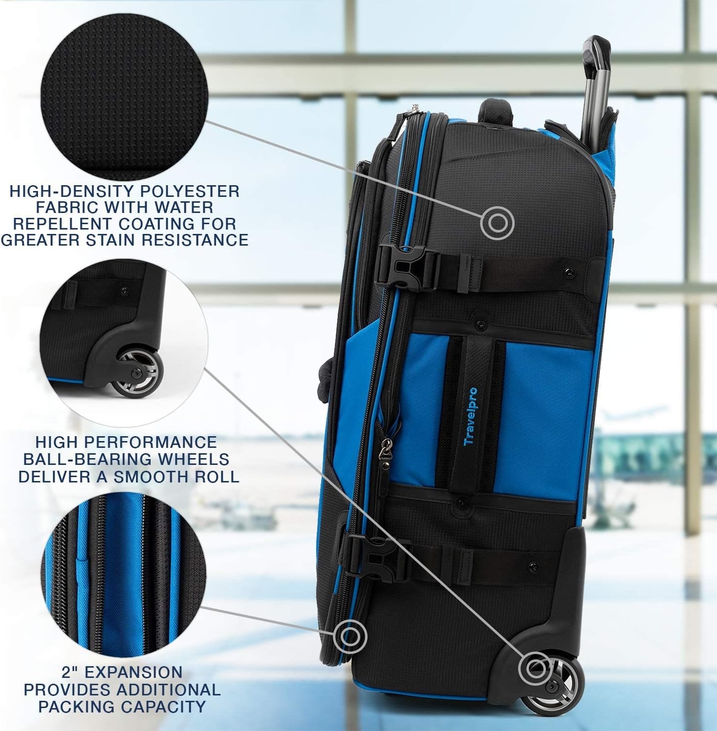 image:imageTravelpro Bold Softside CarryOn Rollaboard GreyBlack 2Piece SetBlueBlack