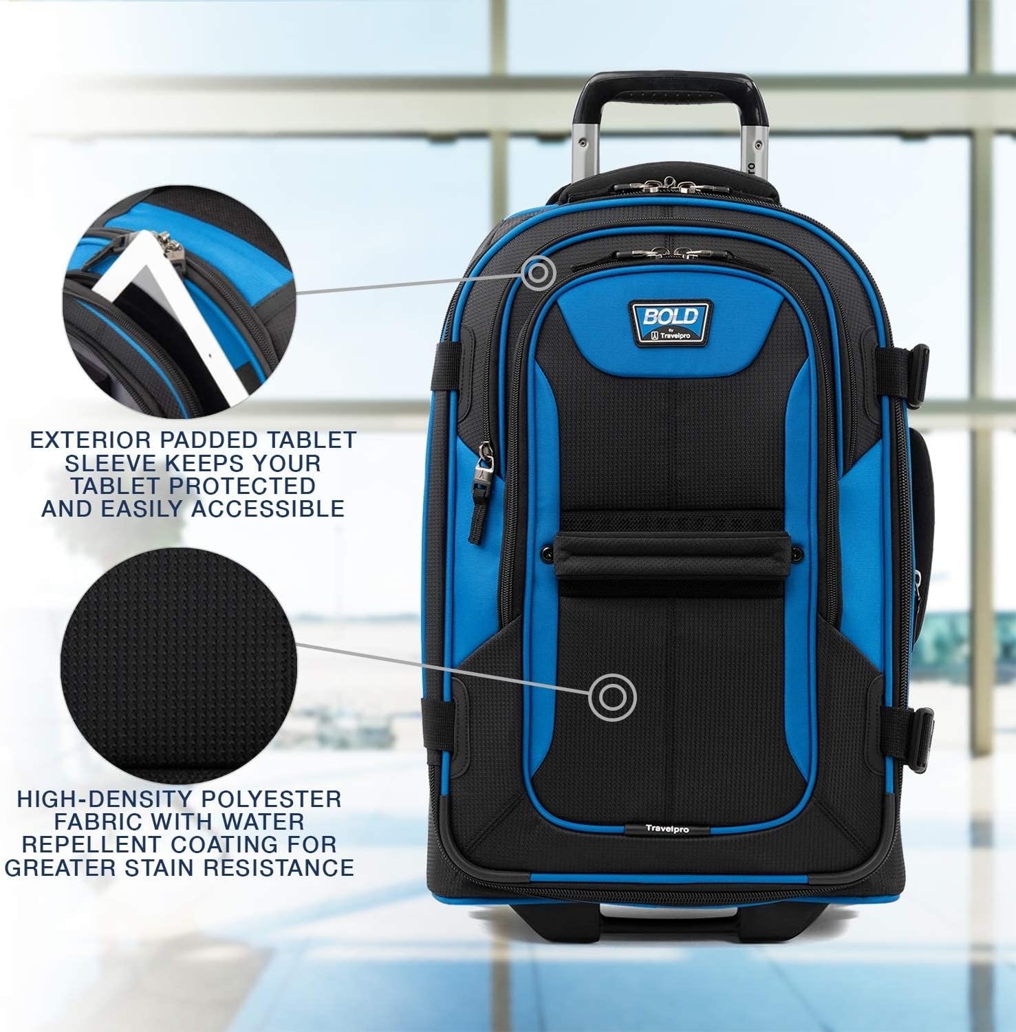 image:imageTravelpro Bold Softside CarryOn Rollaboard GreyBlack 2Piece SetBlueBlack