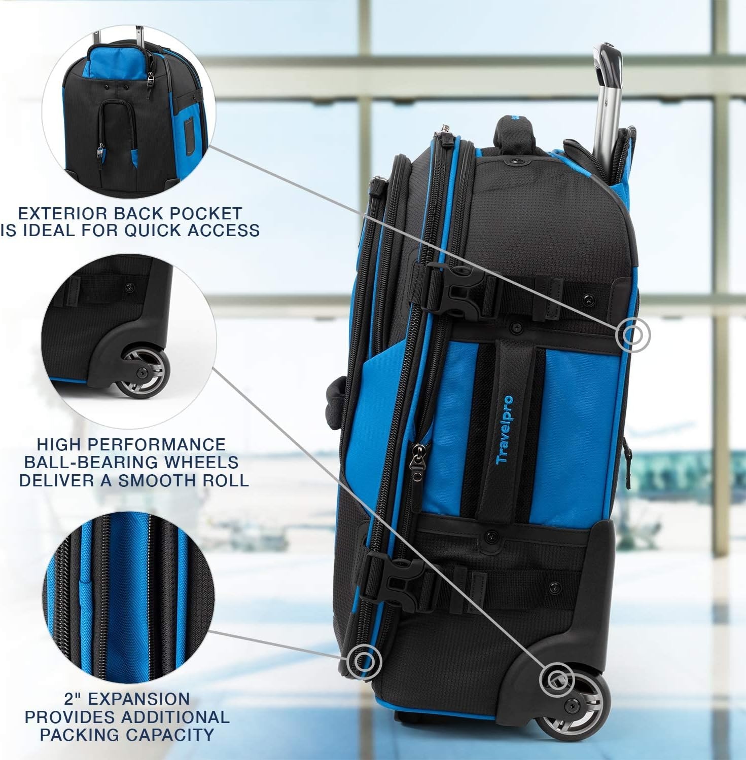 image:imageTravelpro Bold Softside CarryOn Rollaboard GreyBlack 2Piece SetBlueBlack