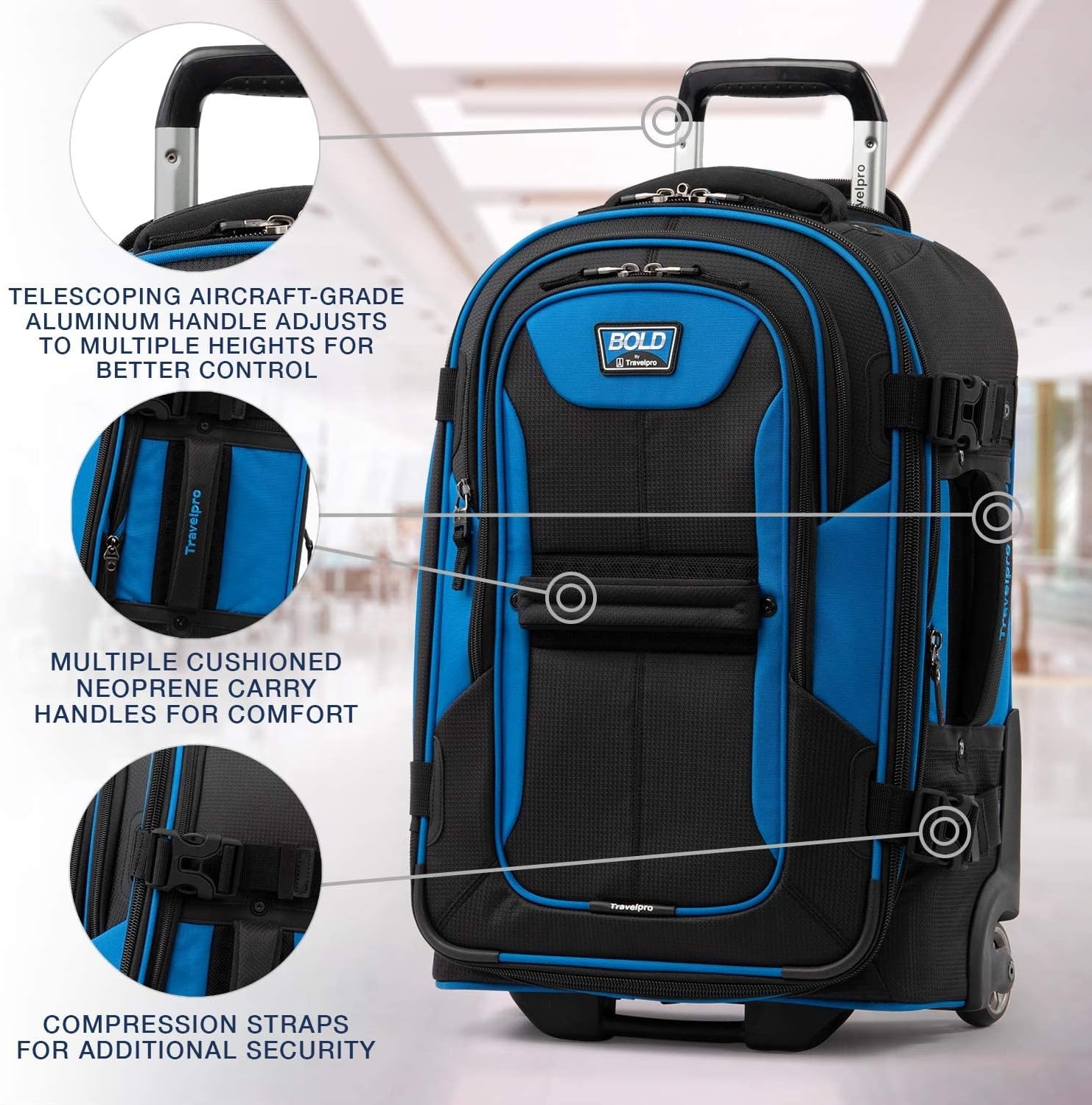 image:imageTravelpro Bold Softside CarryOn Rollaboard GreyBlack 2Piece SetBlueBlack