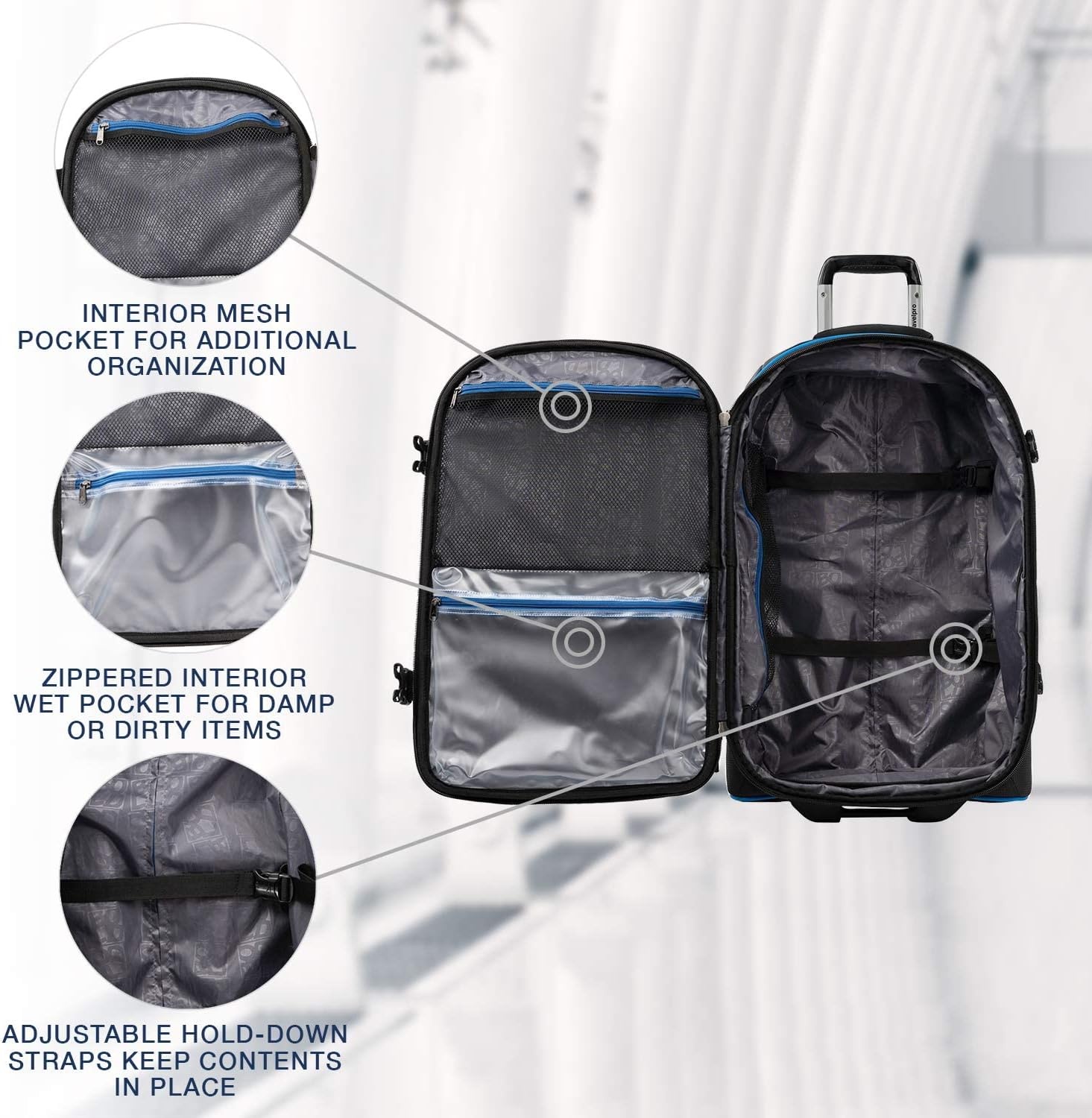 image:imageTravelpro Bold Softside CarryOn Rollaboard GreyBlack 2Piece SetBlueBlack