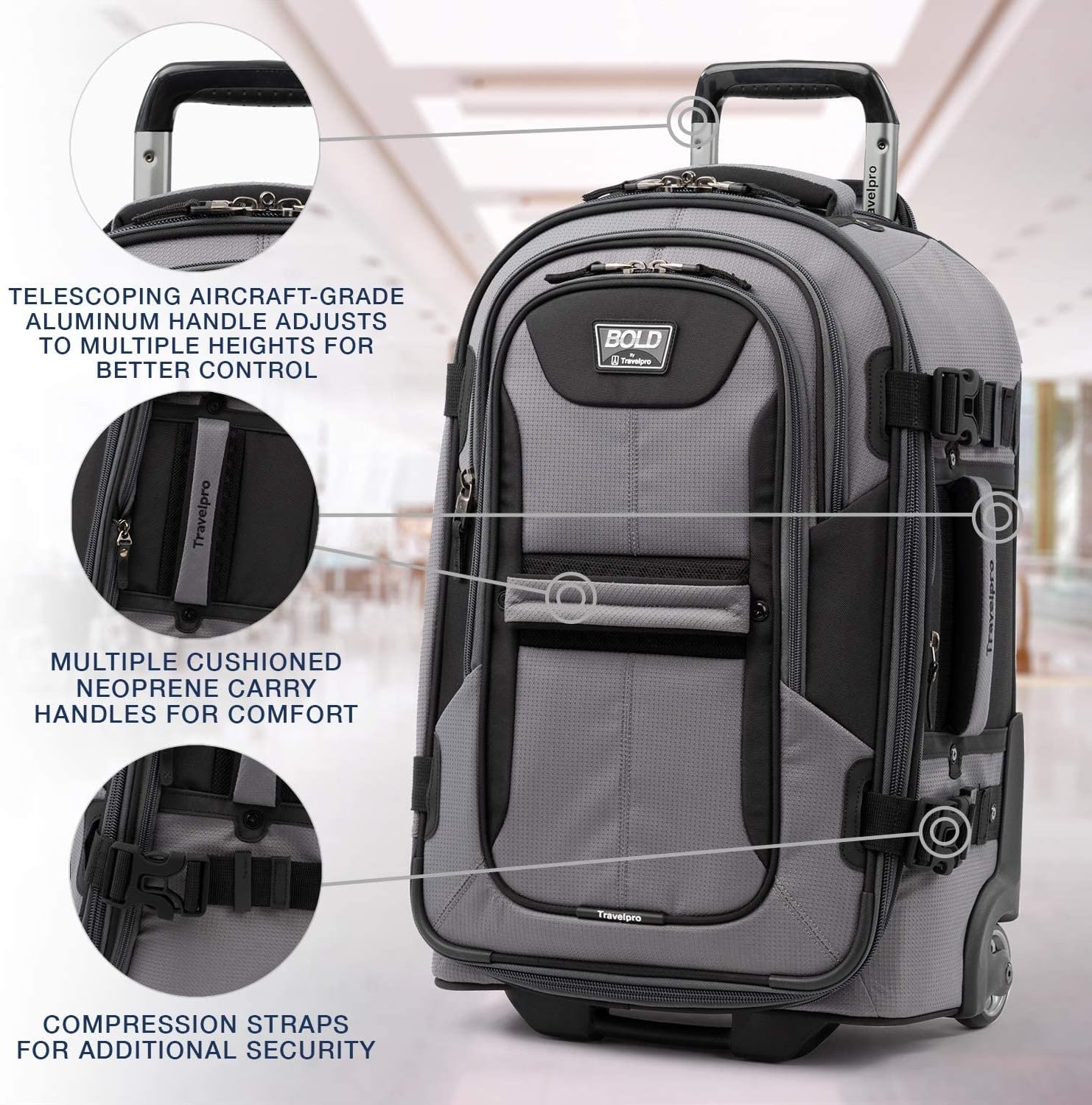 image:imageTravelpro Bold Softside CarryOn Rollaboard GreyBlack 2Piece SetGreyBlack