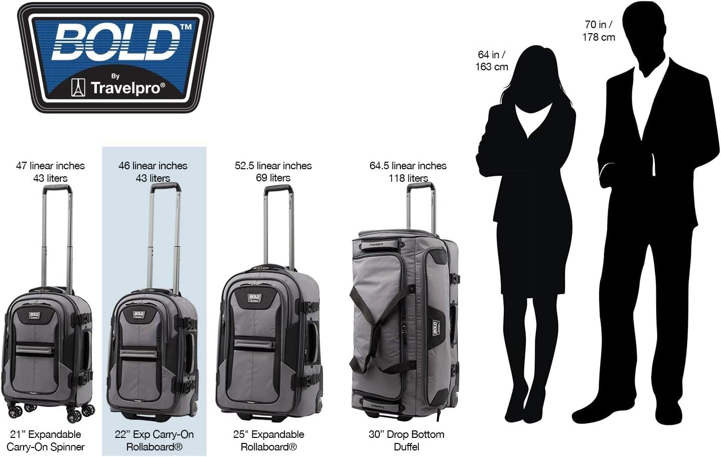 image:imageTravelpro Bold Softside CarryOn Rollaboard GreyBlack 2Piece SetGreyBlack