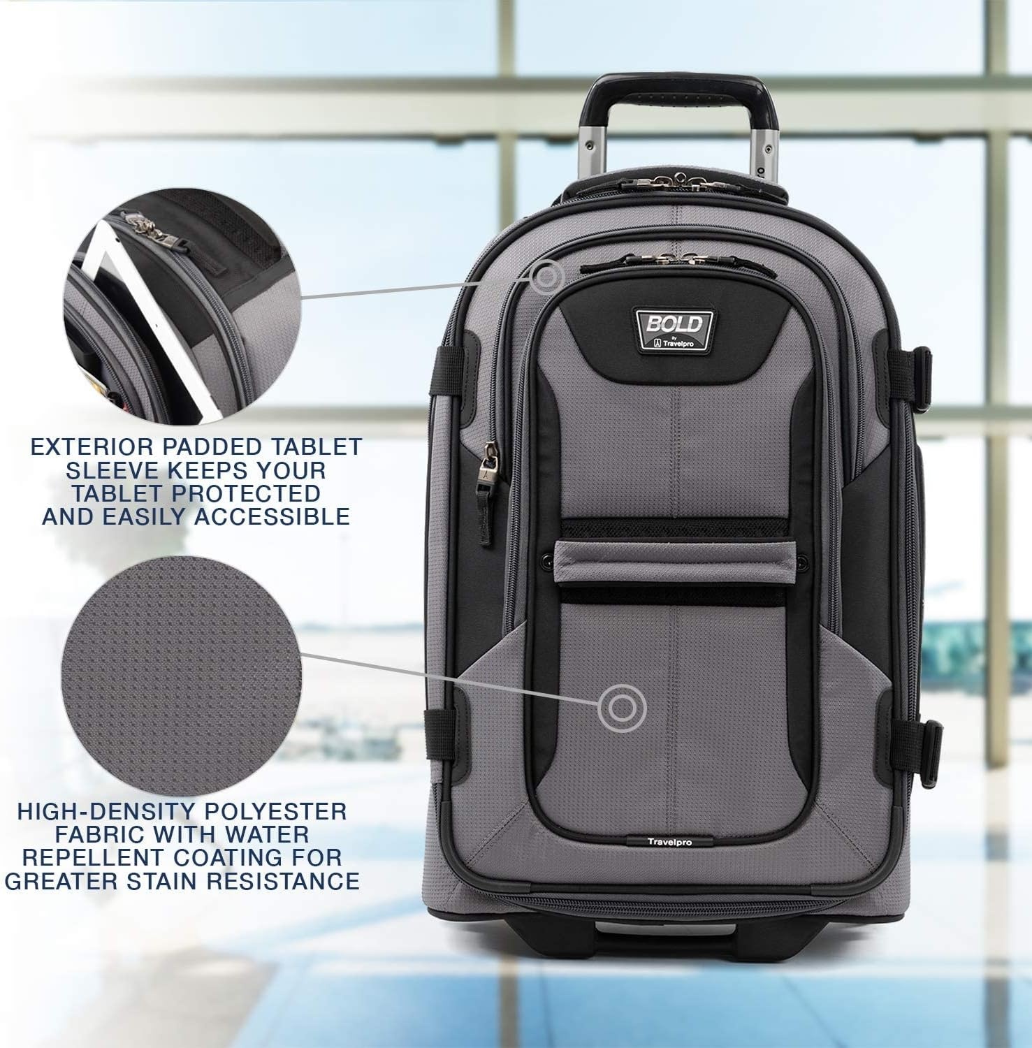 image:imageTravelpro Bold Softside CarryOn Rollaboard GreyBlack 2Piece SetGreyBlack