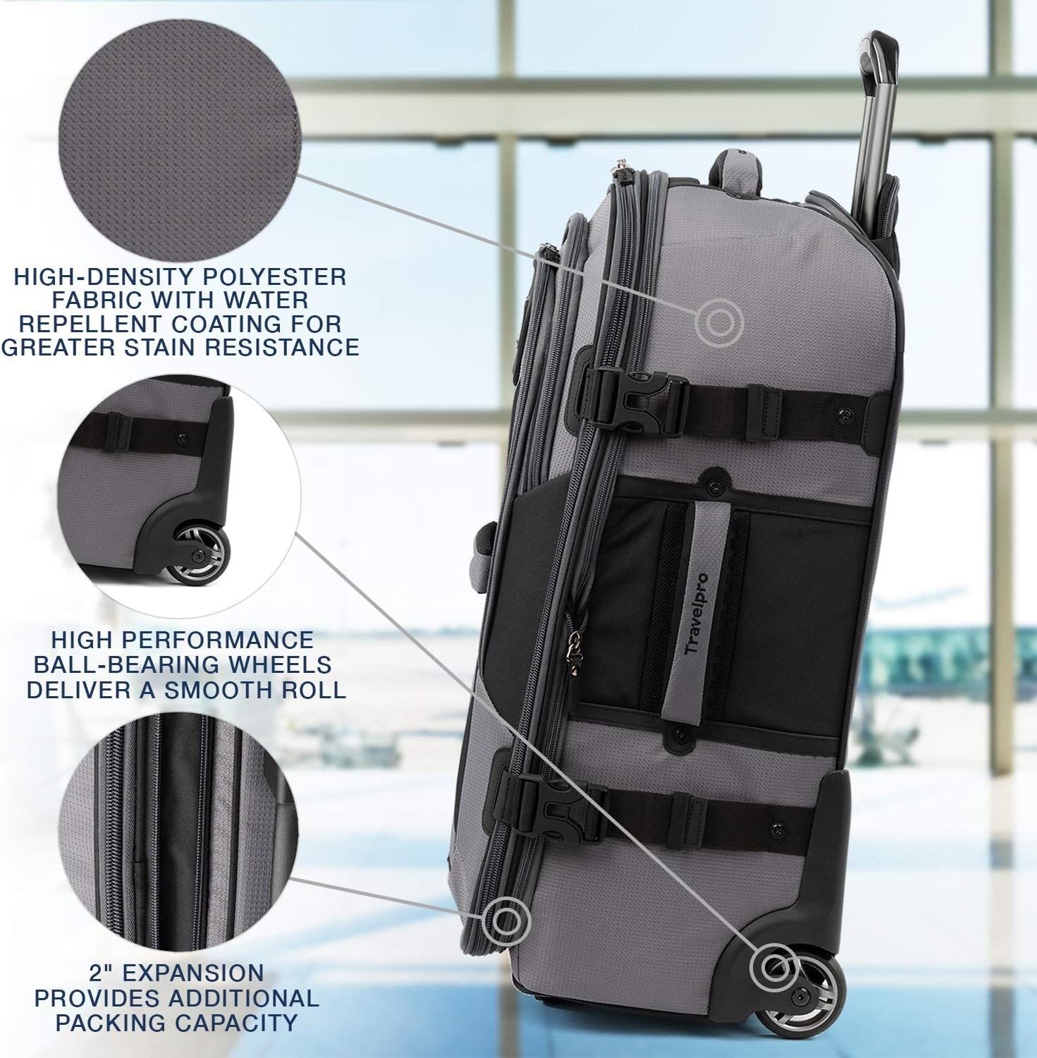 image:imageTravelpro Bold Softside CarryOn Rollaboard GreyBlack 2Piece SetGreyBlack