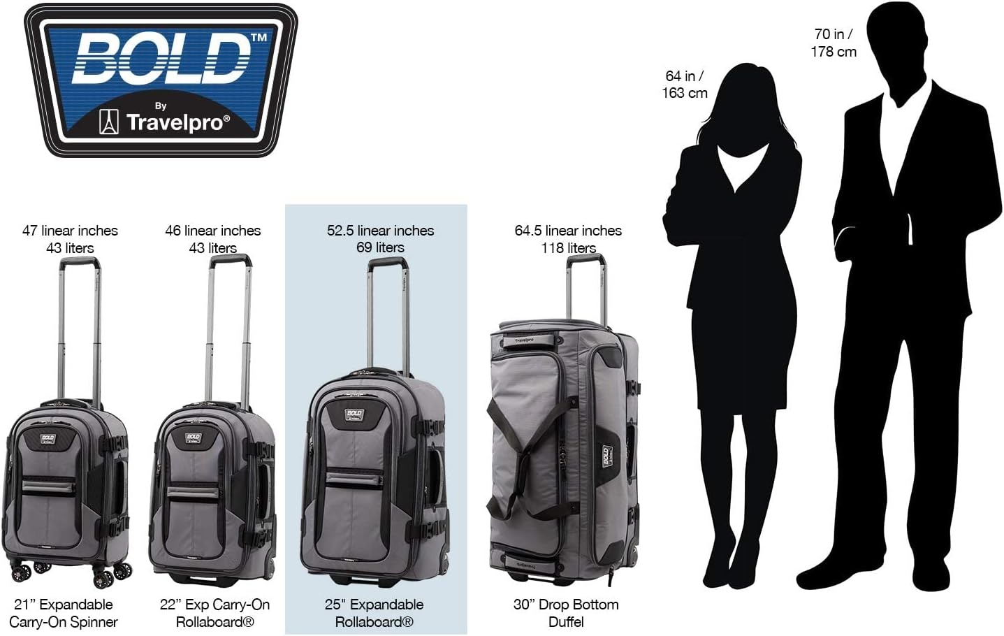 image:imageTravelpro Bold Softside CarryOn Rollaboard GreyBlack 2Piece SetGreyBlack