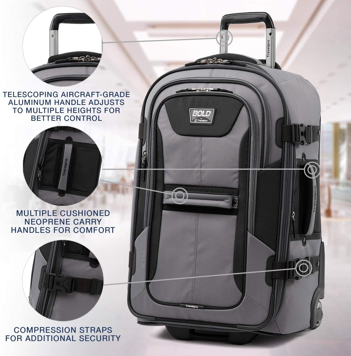 image:imageTravelpro Bold Softside CarryOn Rollaboard GreyBlack 2Piece SetGreyBlack