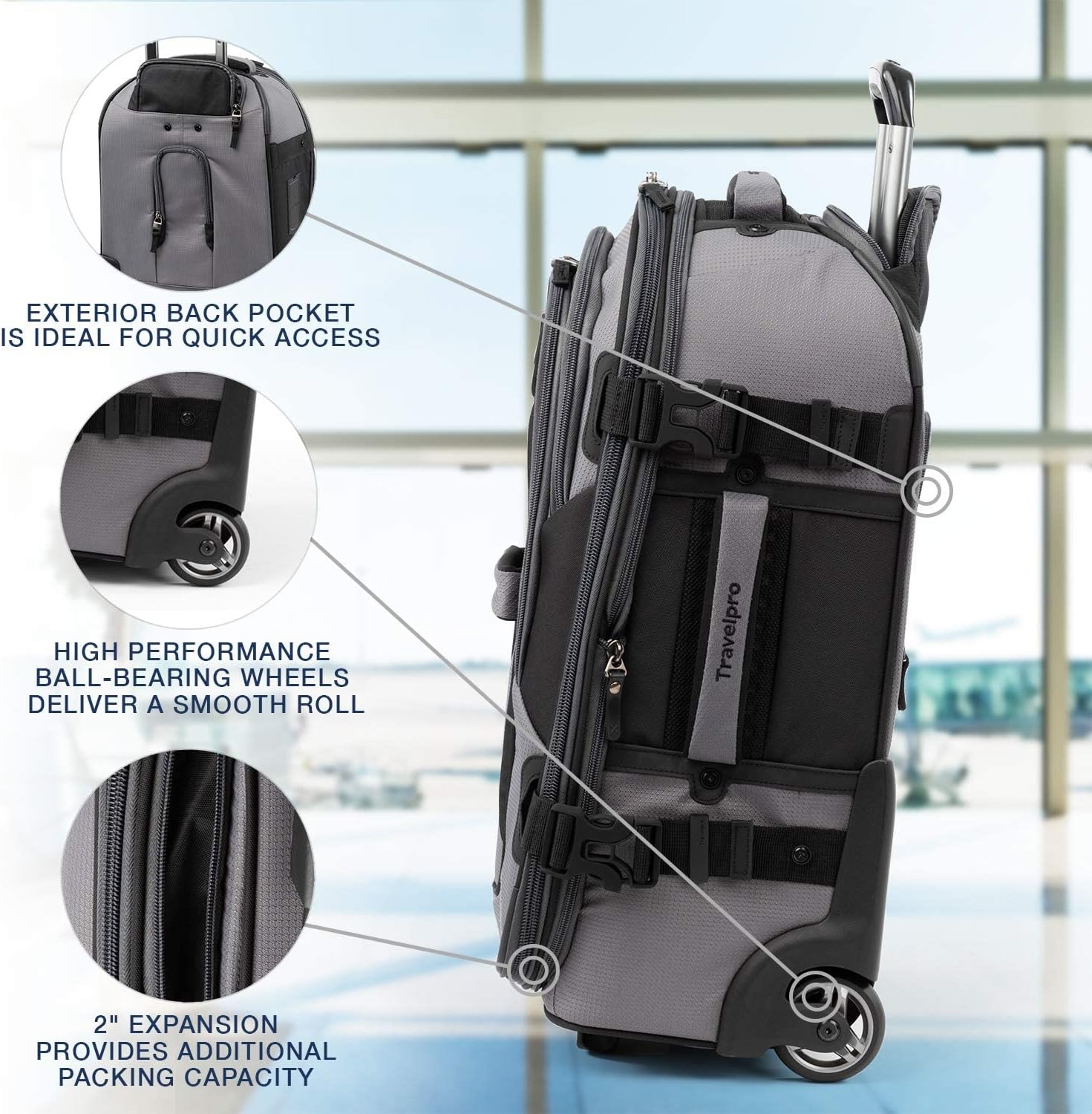 image:imageTravelpro Bold Softside CarryOn Rollaboard GreyBlack 2Piece SetGreyBlack