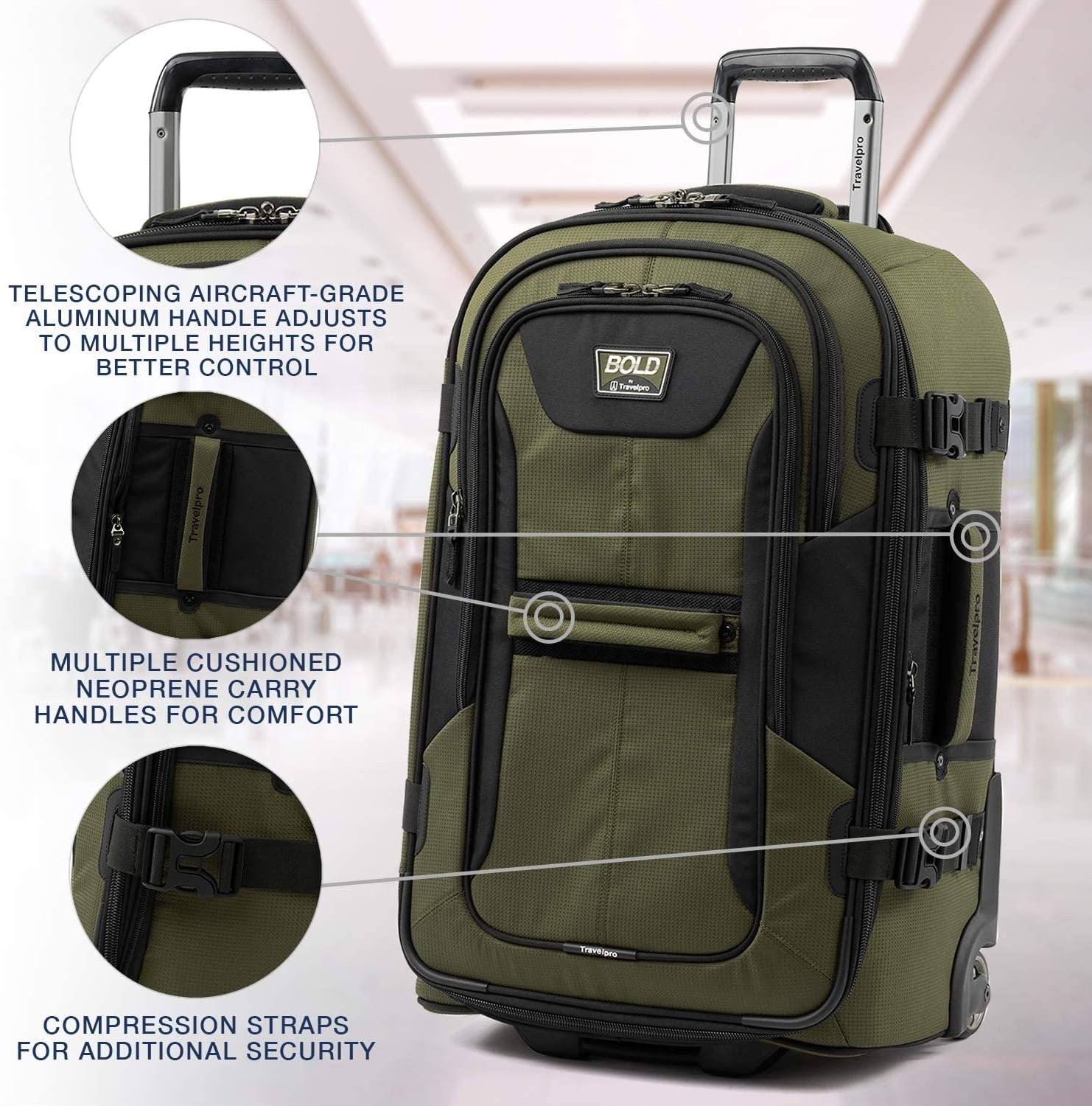 image:imageTravelpro Bold Softside CarryOn Rollaboard GreyBlack 2Piece SetOliveBlack